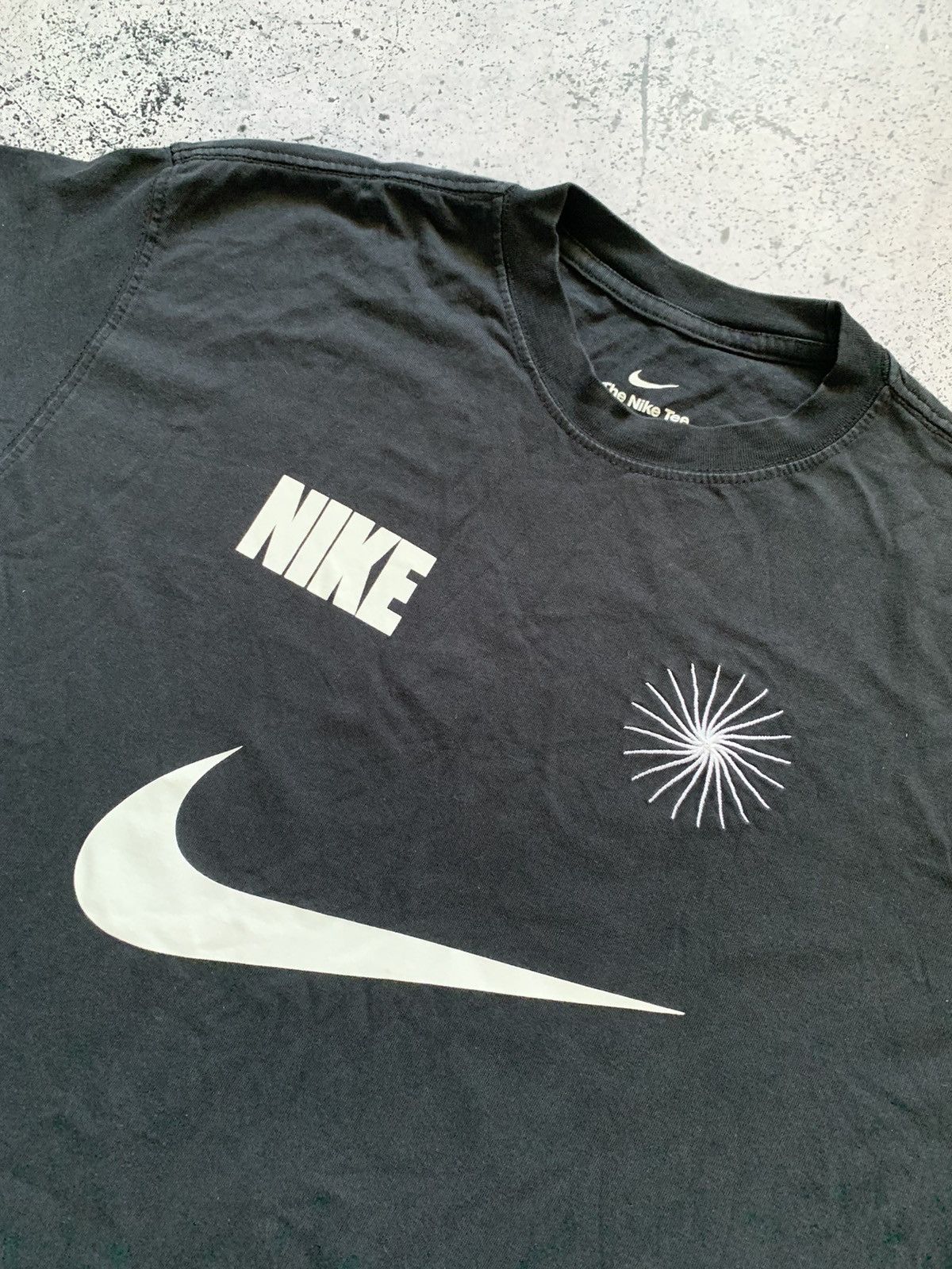 Nike Vintage Nike Swoosh Drill T-shirt Embroidered Logo Black Y2K Size US M / EU 48-50 / 2 - 2 Thumbnail