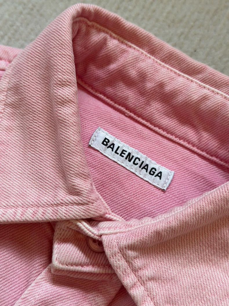 Balenciaga Pink Logo Denim Shirt - dmc