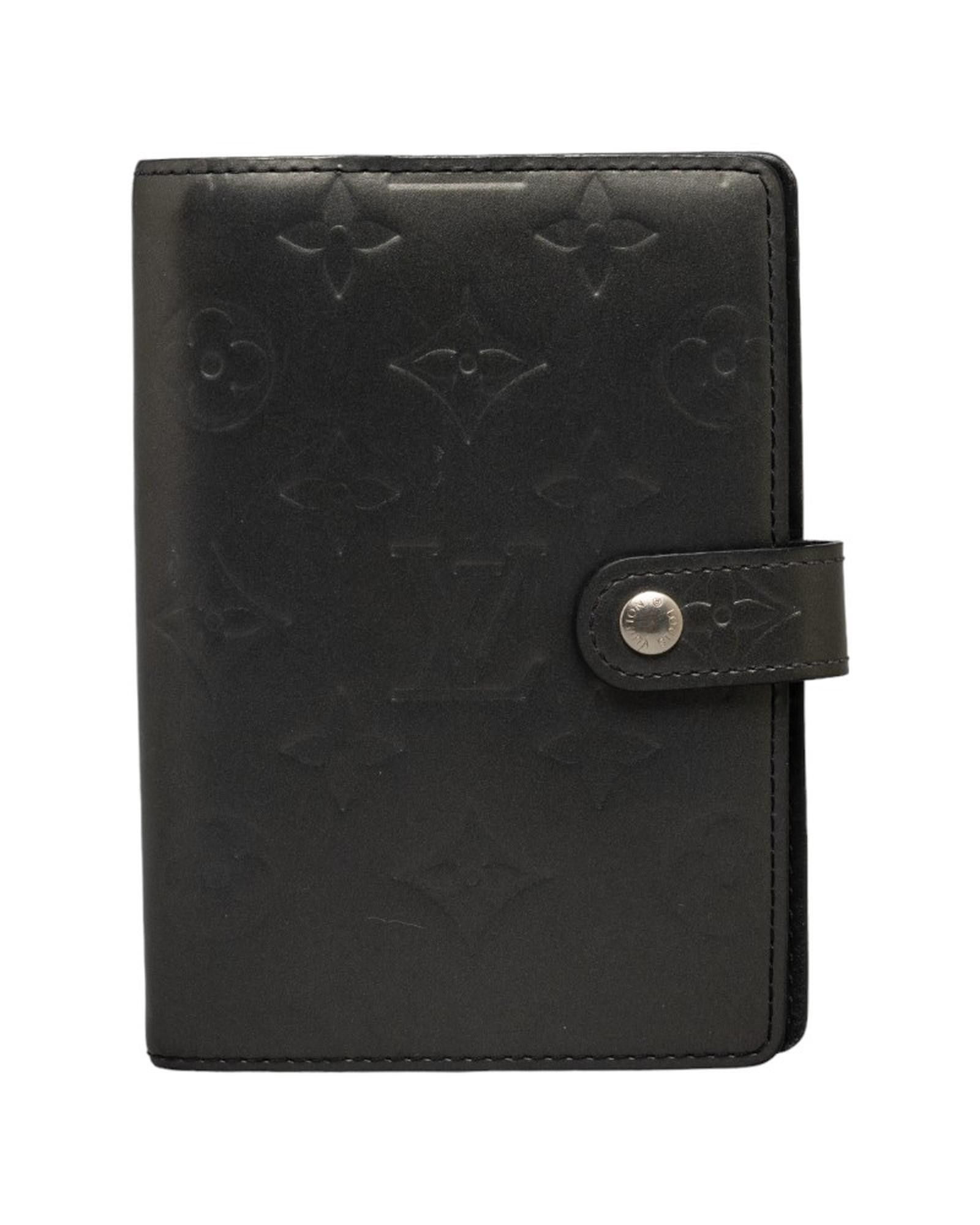 image of Louis Vuitton Monogram Matte Agenda Pm Wallet In Black, Women's