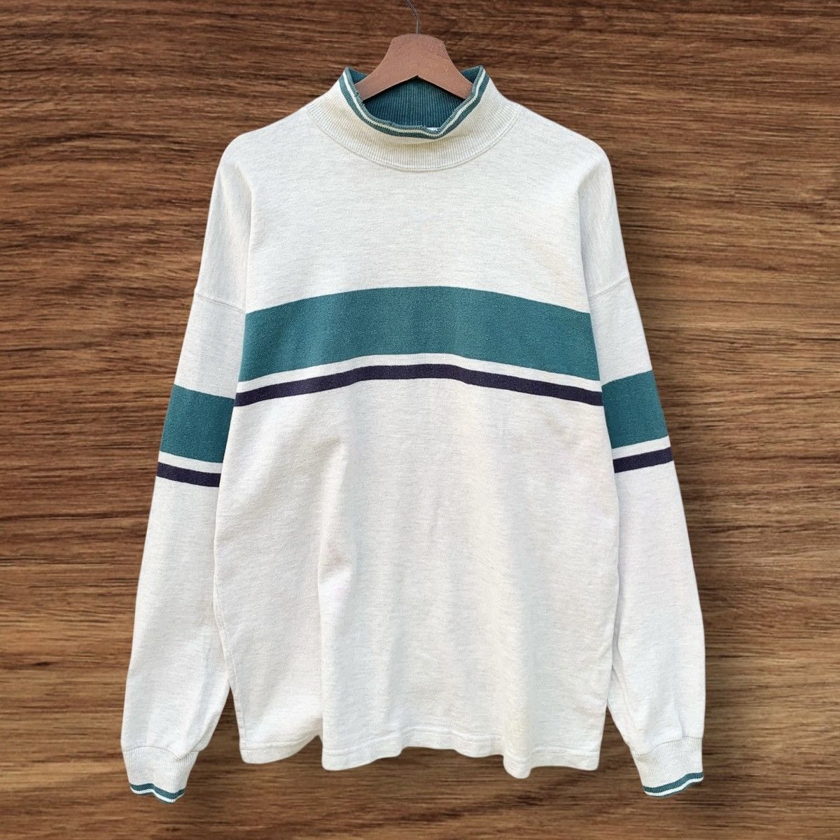 L.L. Bean VINTAGE 1980s LL BEAN TURTLENECK STRIPED SWEATSHIRT Size US L / EU 52-54 / 3 - 1 Thumbnail