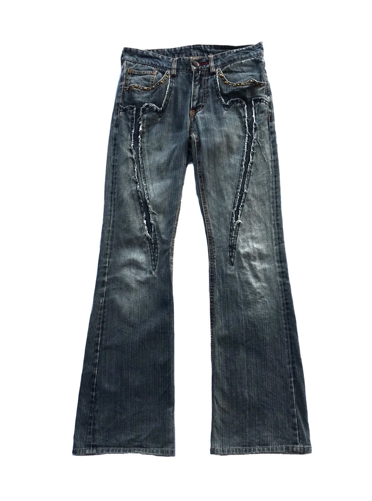 14th Addiction × Beauty Beast × Japanese Brand CUSTOM CULTURE DISTRESSED FLARE JEANS Size US 29 - 1 Thumbnail