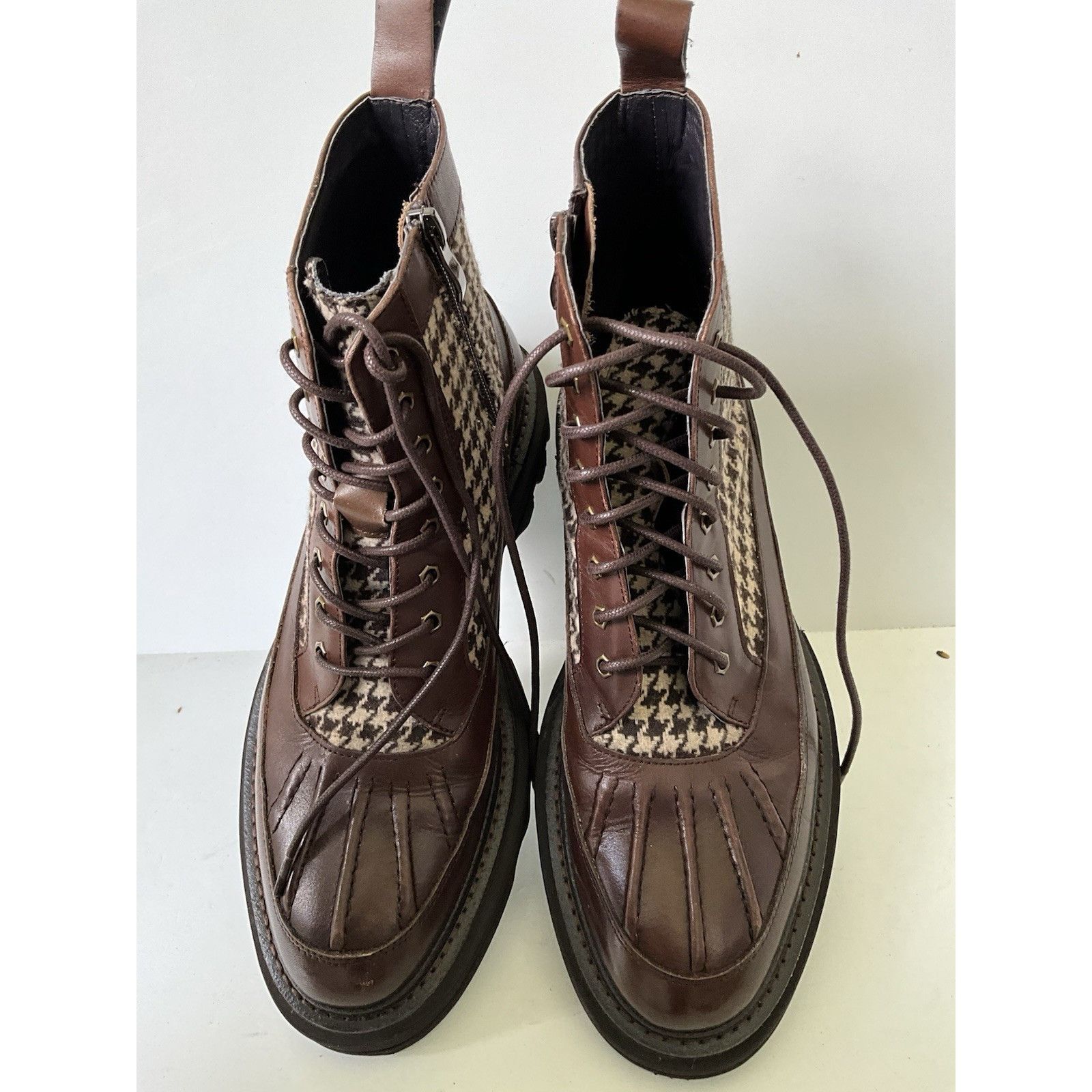 Other Marc Nolan Odin Leather Houndstooth Combat Boot Lace-Up Side Size US 9 / EU 42 - 4 Thumbnail