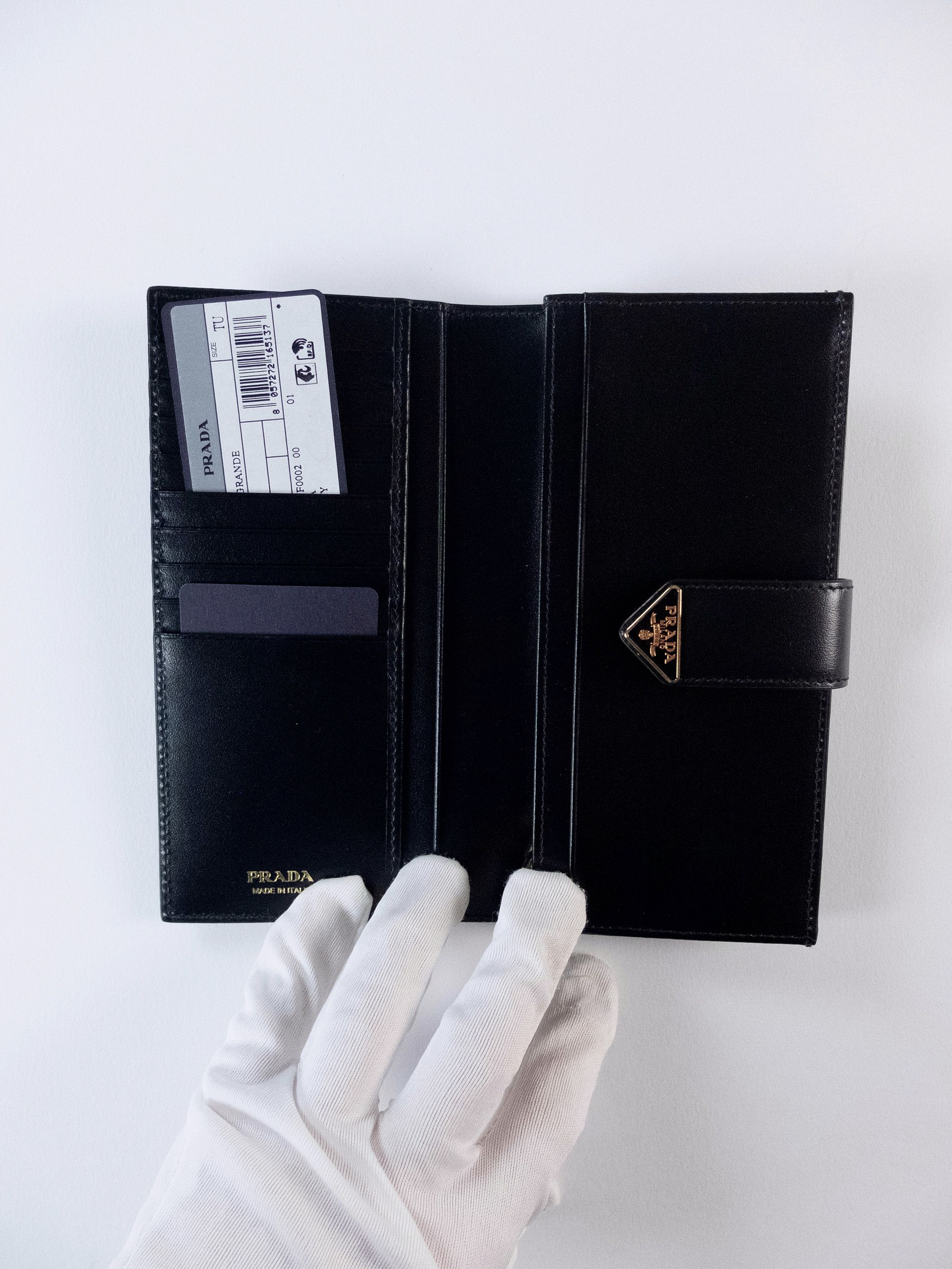 Prada PRADA logo plaque black leather continental flap wallet Size ONE SIZE - 5 Thumbnail
