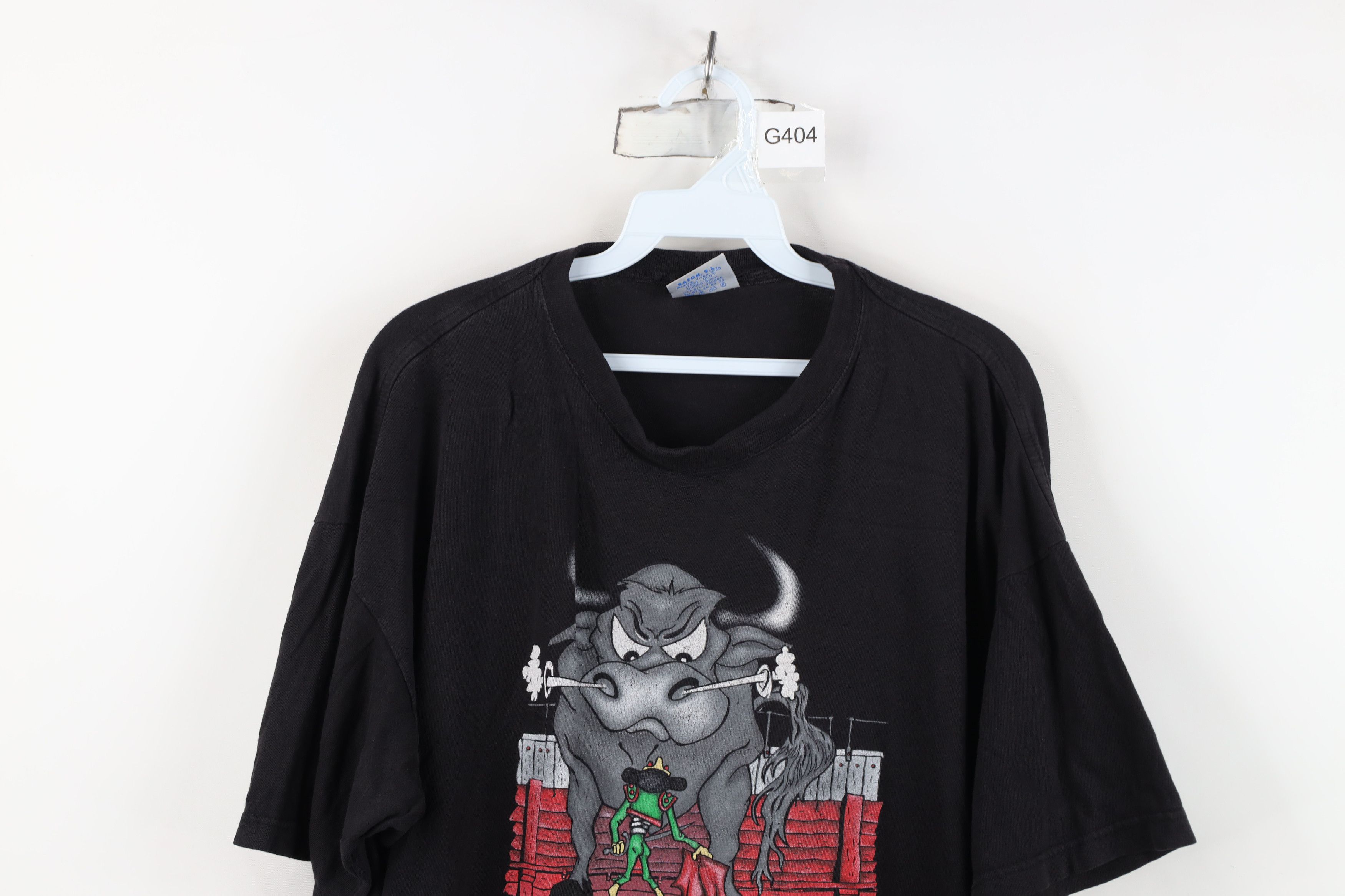 Vintage Vintage 90s Streetwear Bull Riding T-Shirt Black Mijas Size US XXL / EU 58 / 5 - 2 Thumbnail