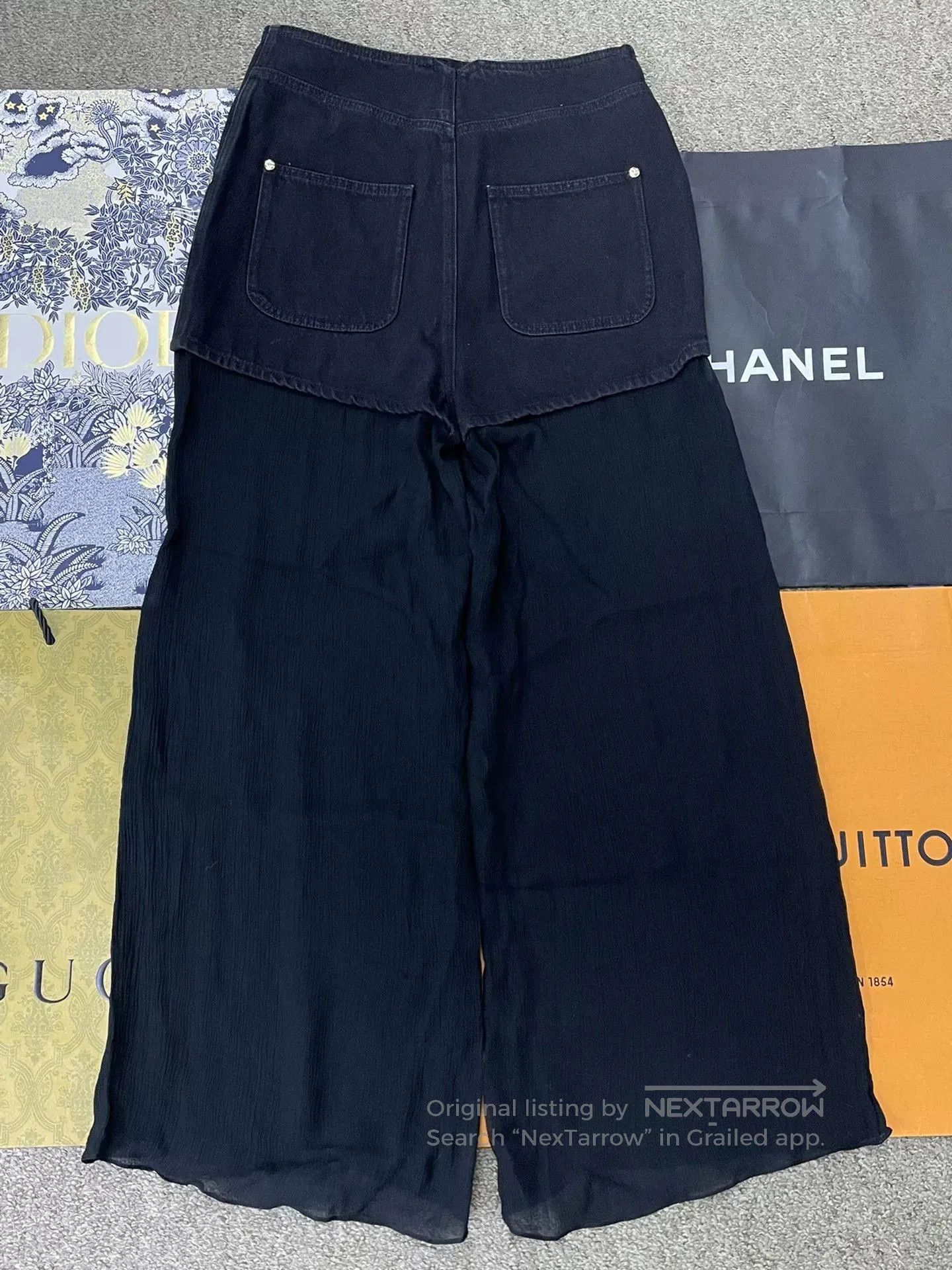 Chanel Chanel Black Denim Mesh Panel Pants. Size US 36 / EU 52 - 2 Thumbnail