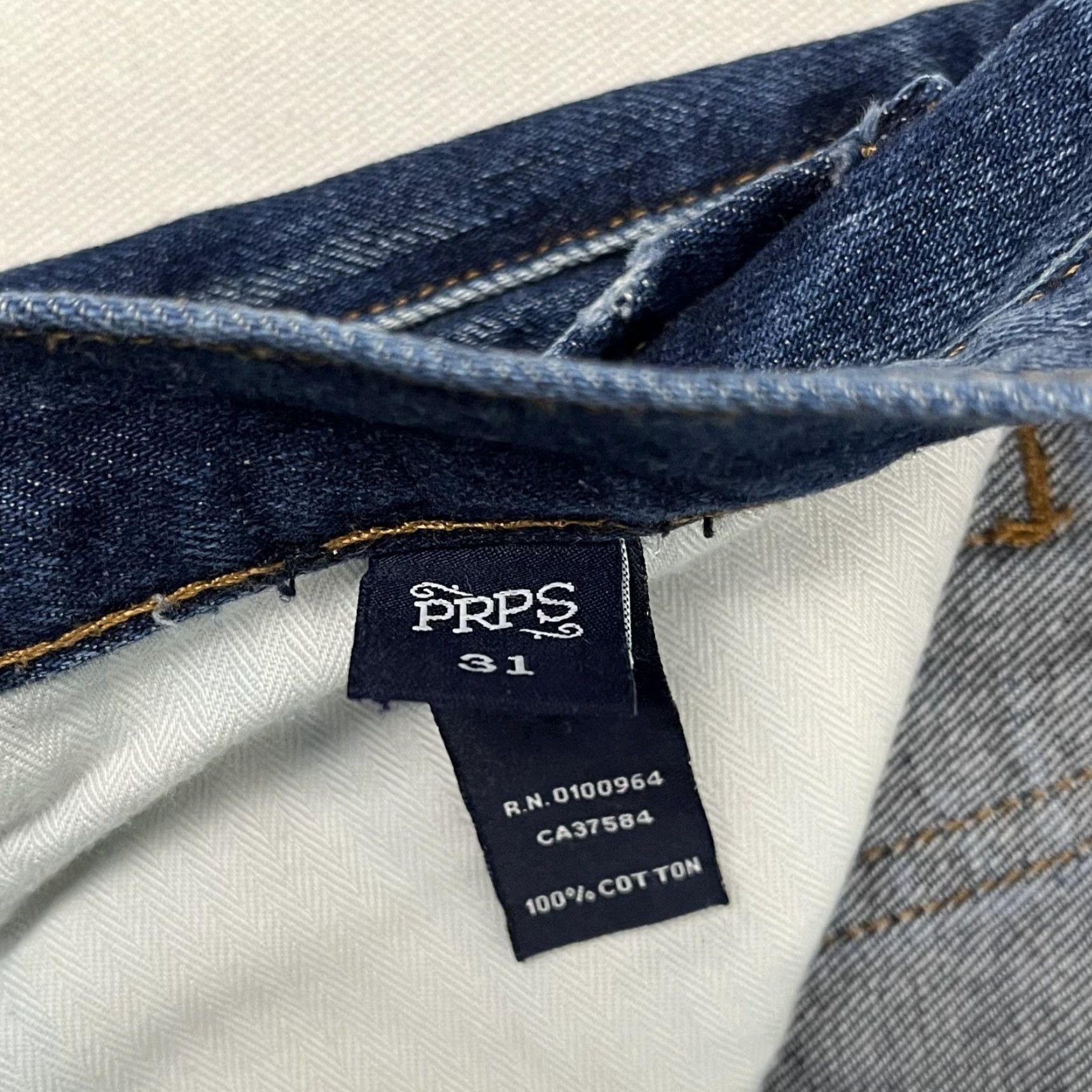 Prps PRPS Jeans Mens 31x32 Demon Fit Dark Blue Distressed Denim Streetwear Button Fly Jeans Mens Blue 31 Slim Hip Hop Branded Belt Loops 5-Pocket Design Size US 31 - 2 Thumbnail