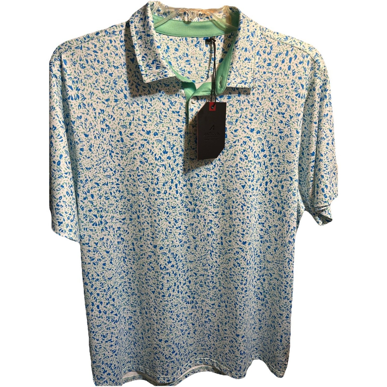 Antigua Antigua Men’s L Blue White Short Sleeve Golf Polo Shirt NWT Size US L / EU 52-54 / 3 - 1 Thumbnail