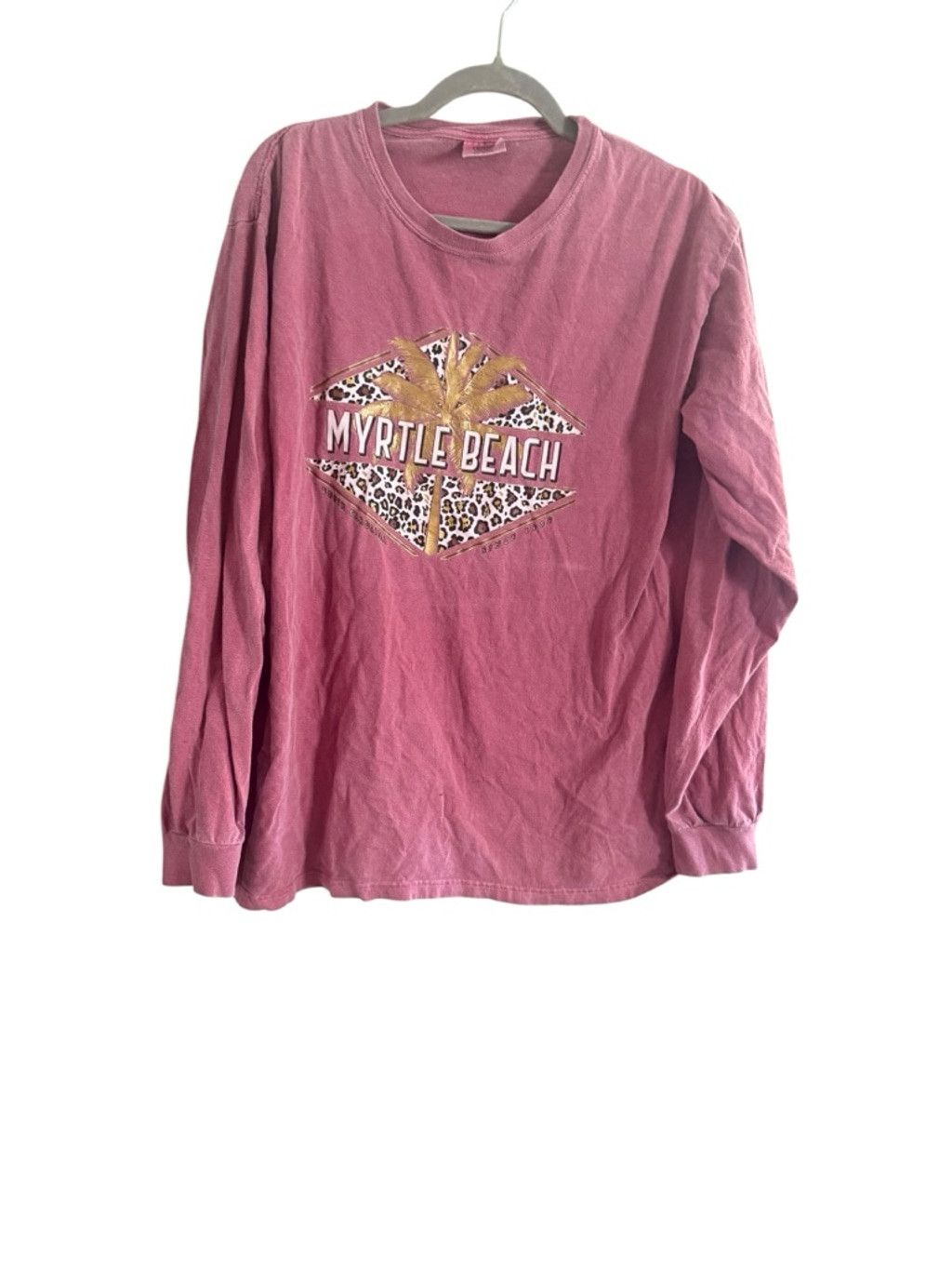 Comfort Colors Women's Comfort Colors Long Sleeve Tee L Pink Leopard Myrtle Size L / US 10 / IT 46 - 2 Thumbnail
