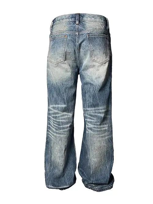 VIBE Vintage washed distressed lightning pleat micro-flare jeans Size US 32 / EU 48 - 6 Thumbnail