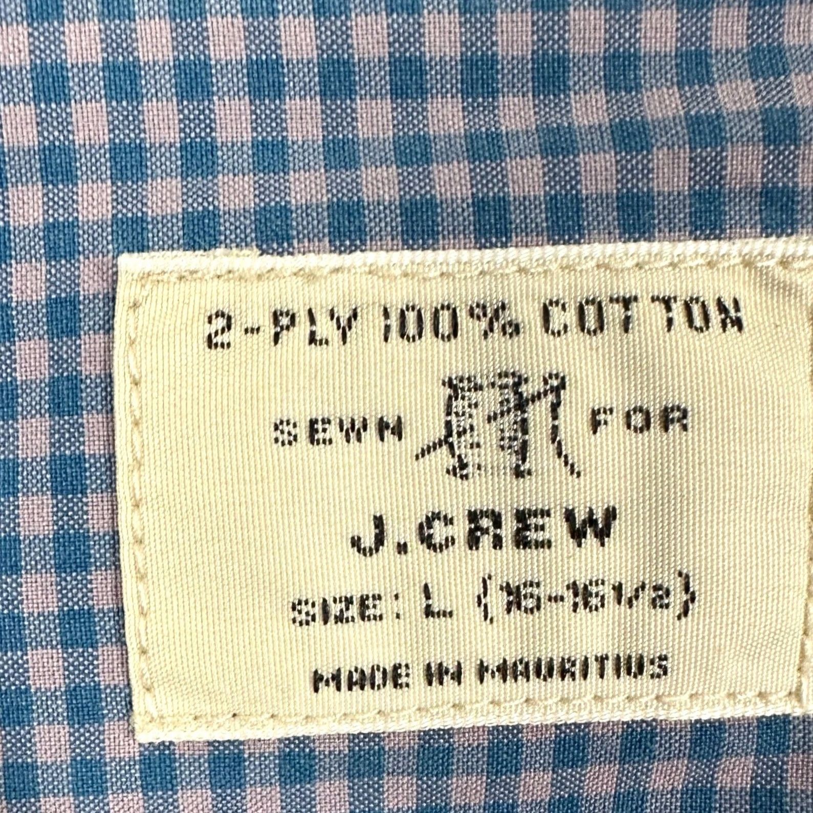 J.Crew J. Crew Mens Large Shirt Dress Blue Gingham Button-Down Long Sleeve EUC Size 42R - 4 Thumbnail