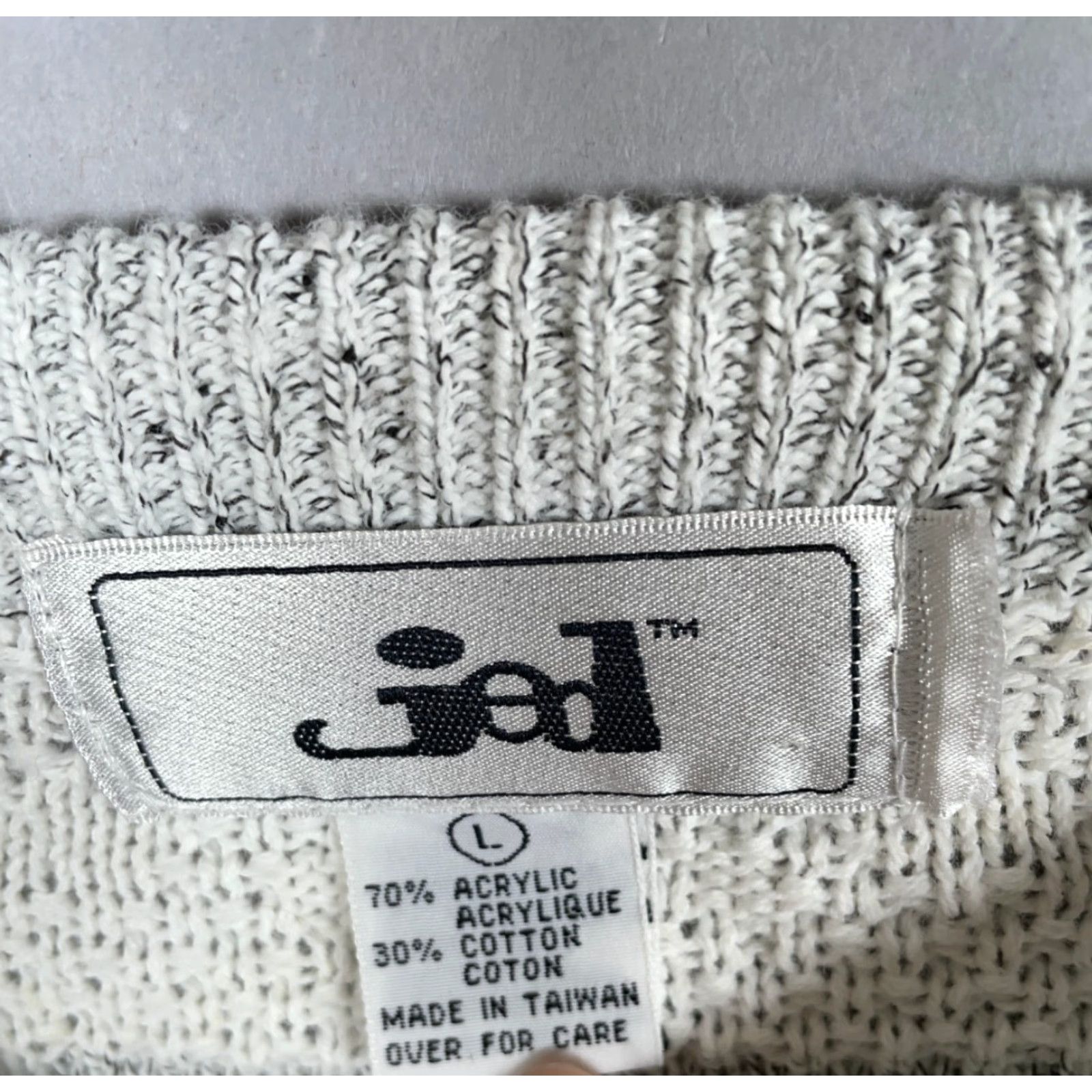 Vintage VINTAGE JED 90s Chunky-Knit Striped Sweater Adult Large White Cotton Blend Pullover Mens Size US L / EU 52-54 / 3 - 3 Thumbnail
