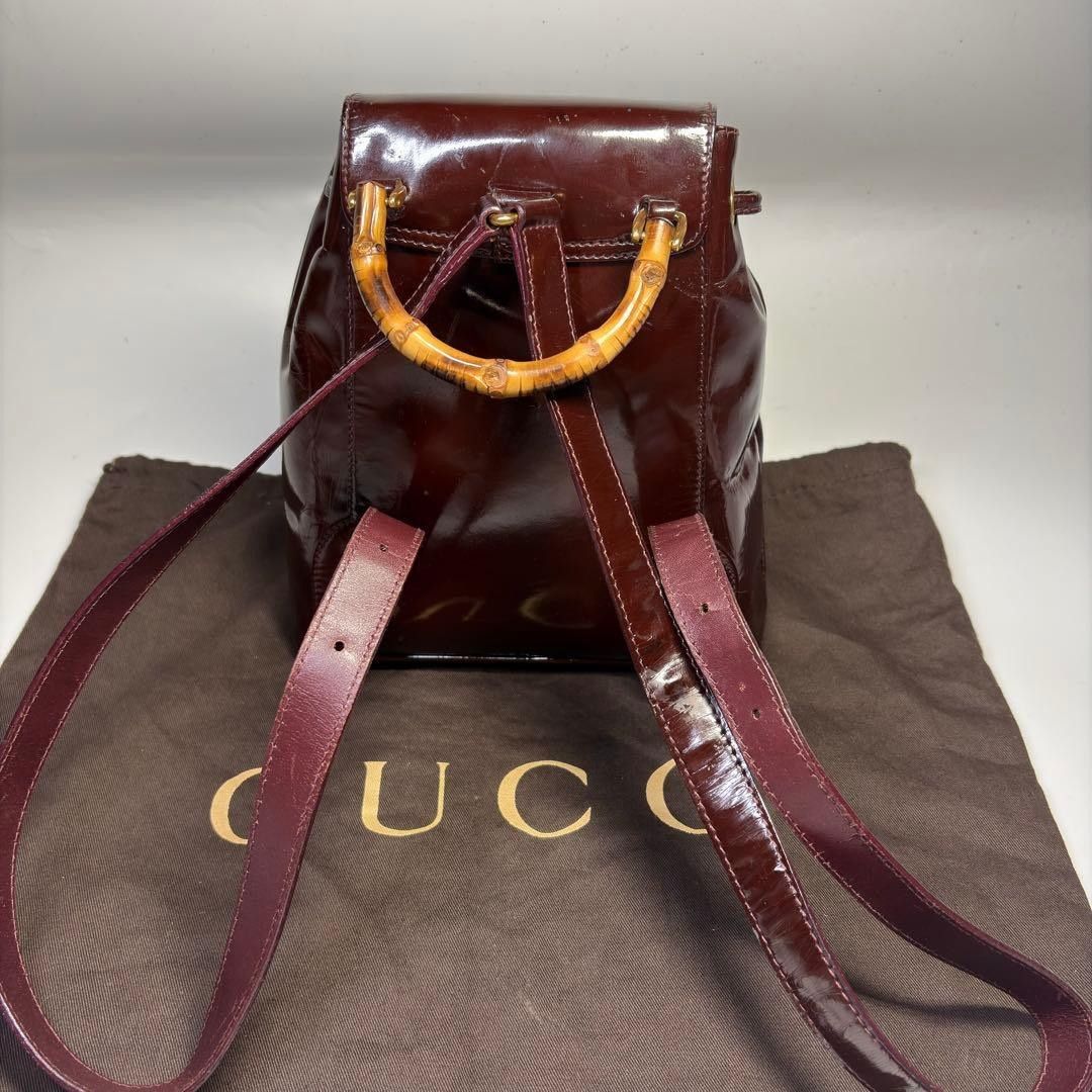 Gucci Gucci - Patent Leather Bamboo Mini Rucksack Bag Preloved Size ONE SIZE - 2 Thumbnail