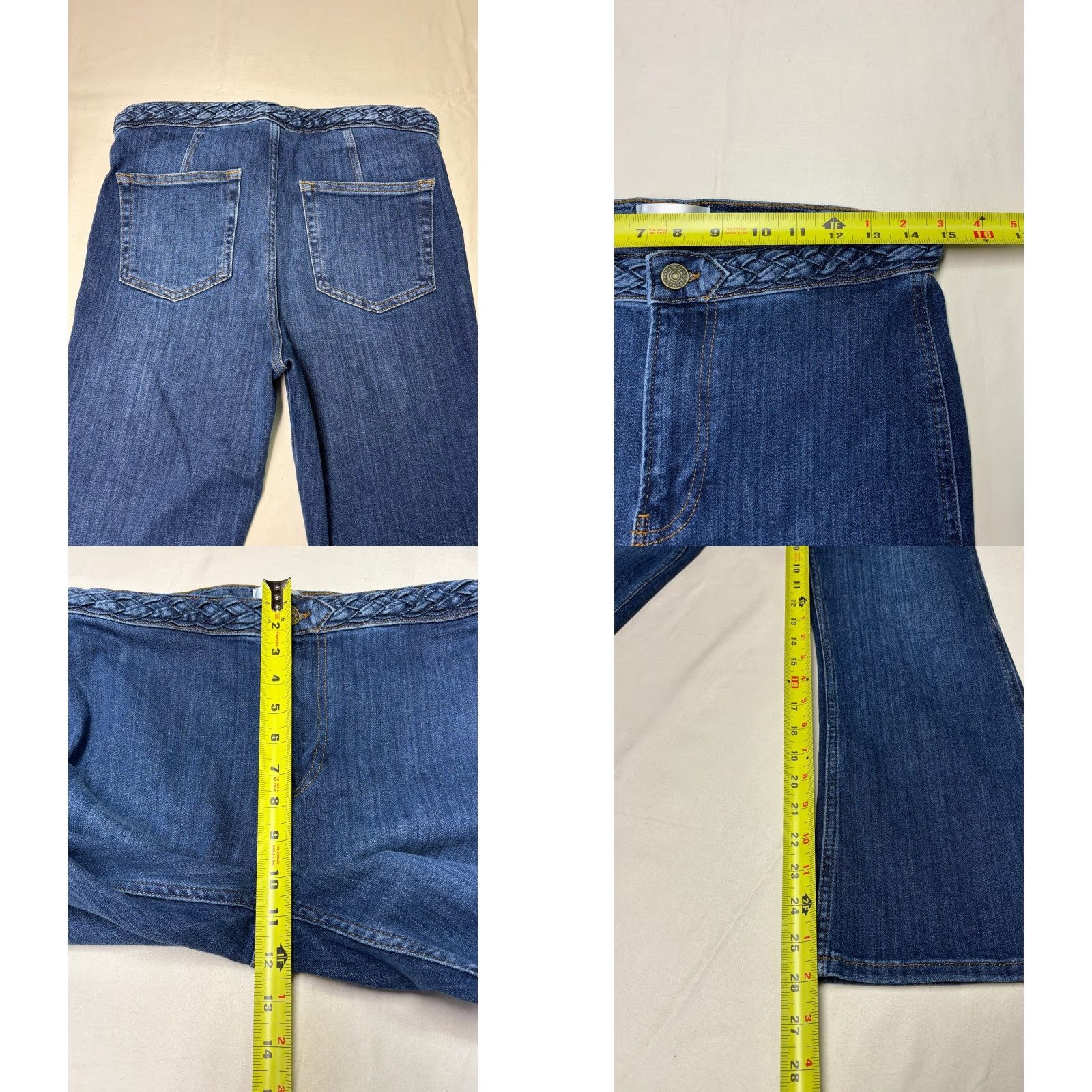 Frame FRAME High Rise Flare Jeans Dark Wash Women's 29 In Denim Cotton Spandex Zip Button 5-Pocket Bag Braided Waist Flared Bootcut Modern Womens Size 29" - 8 Thumbnail