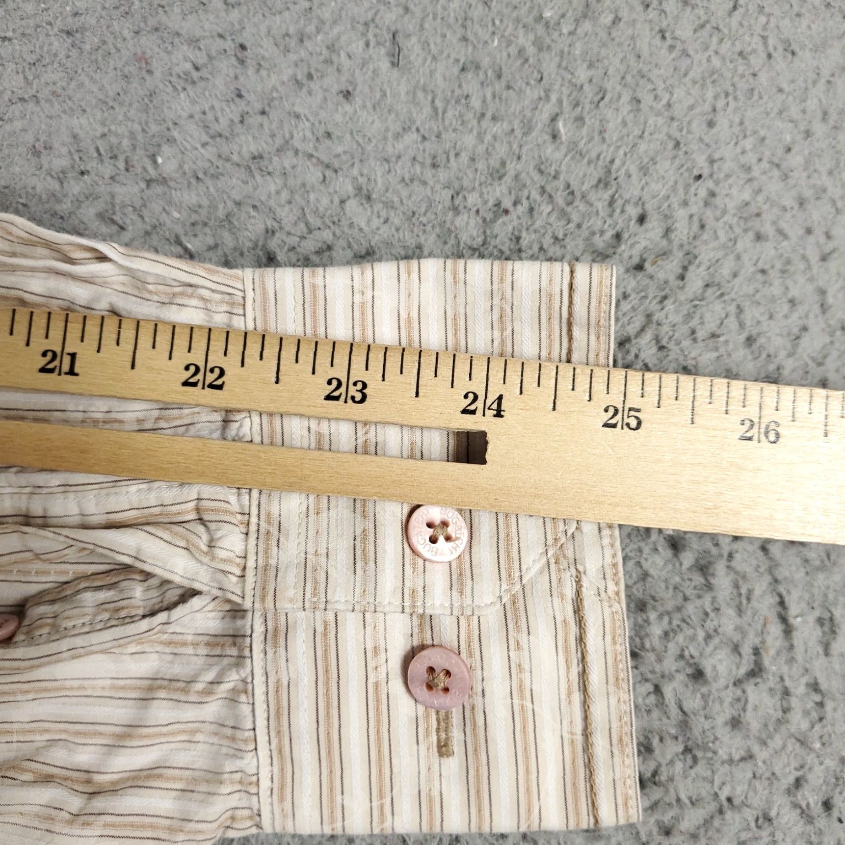BUGATCHI Bugatchi Uomo Shirt Large Beige Striped Button-Up Long Sleeve Mens Size US L / EU 52-54 / 3 - 7 Thumbnail