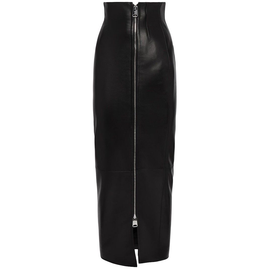 KHAITE KHAITE A line Black Gres Leather Midi Skirt New/Authentic (W Size 26" / US 2 / IT 38 - 1 Thumbnail