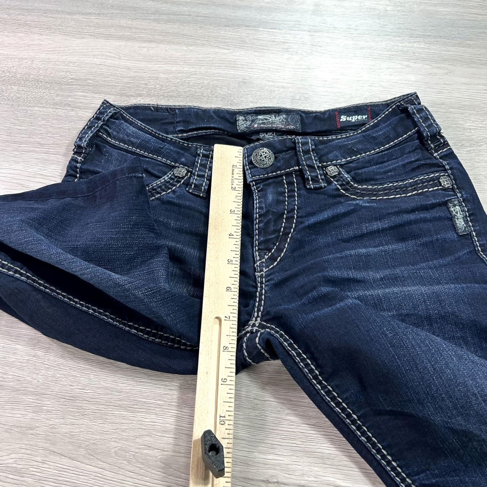Vintage Silver Jeans Suki Mid Super Skinny Womens 26x31 Dark Wash Stretch Denim Jeans Size 26" / US 2 / IT 38 - 7 Thumbnail