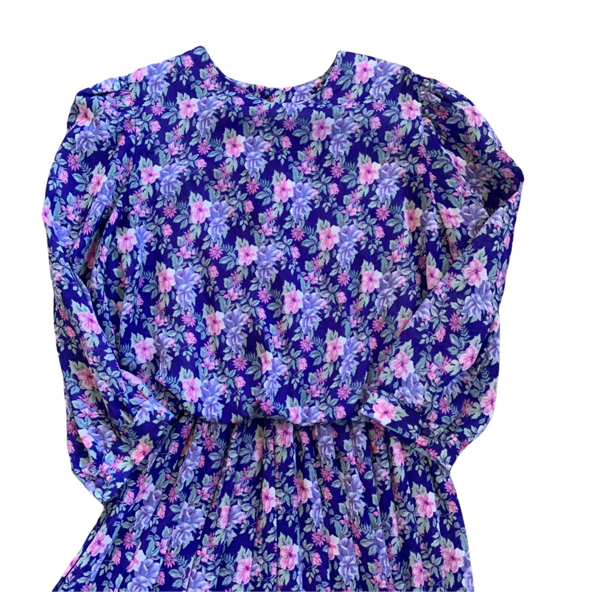 Vintage Vintage Purple All Over Floral Novelty Print Pleated Dress M Size M / US 6-8 / IT 42-44 - 3 Thumbnail