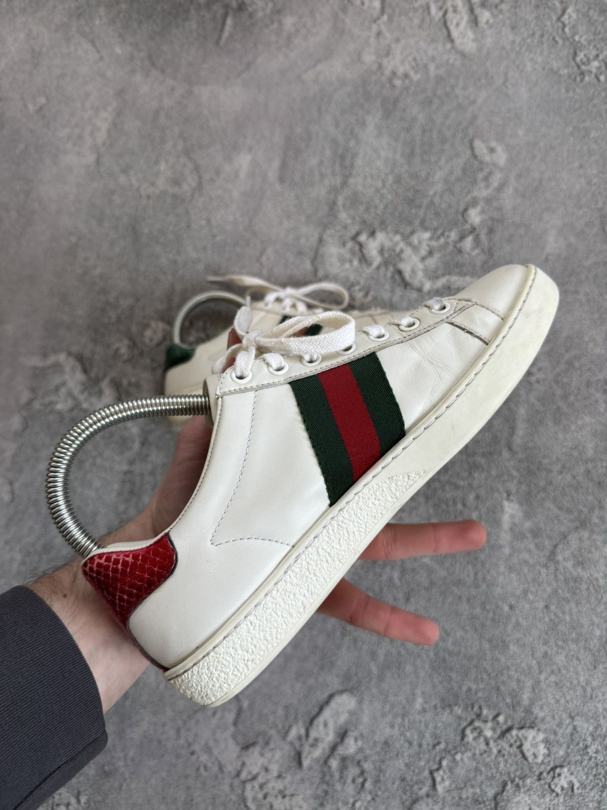 Designer × Gucci Gucci 36size white ACE leather low top sneakers shoes 431942 Size US 6 / IT 36 - 5 Thumbnail