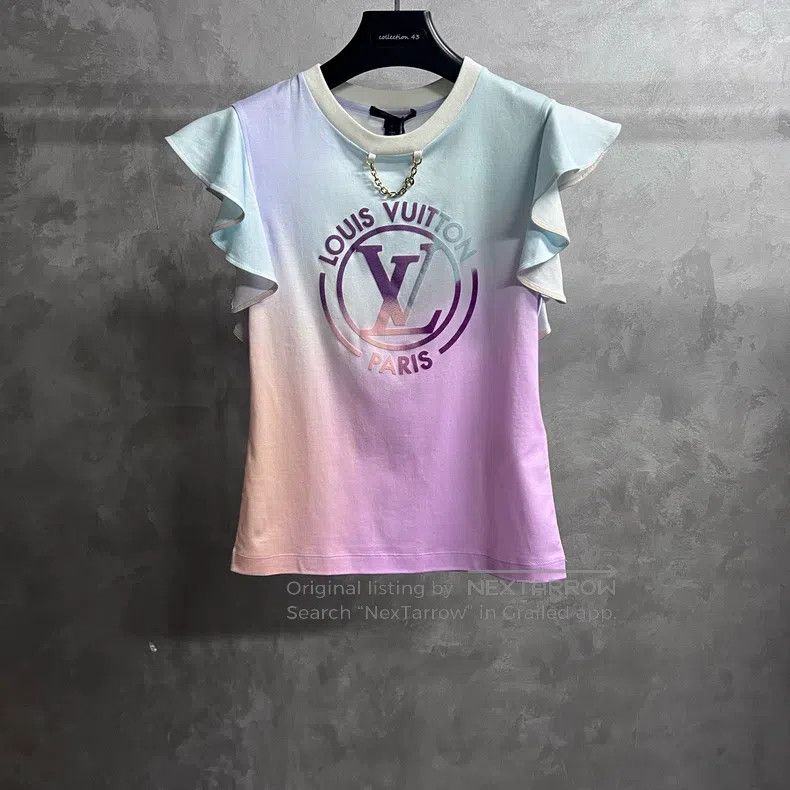Louis Vuitton Louis Vuitton Pink Logo printed gradient lotus short sleev Size S / US 4 / IT 40 - 1 Thumbnail