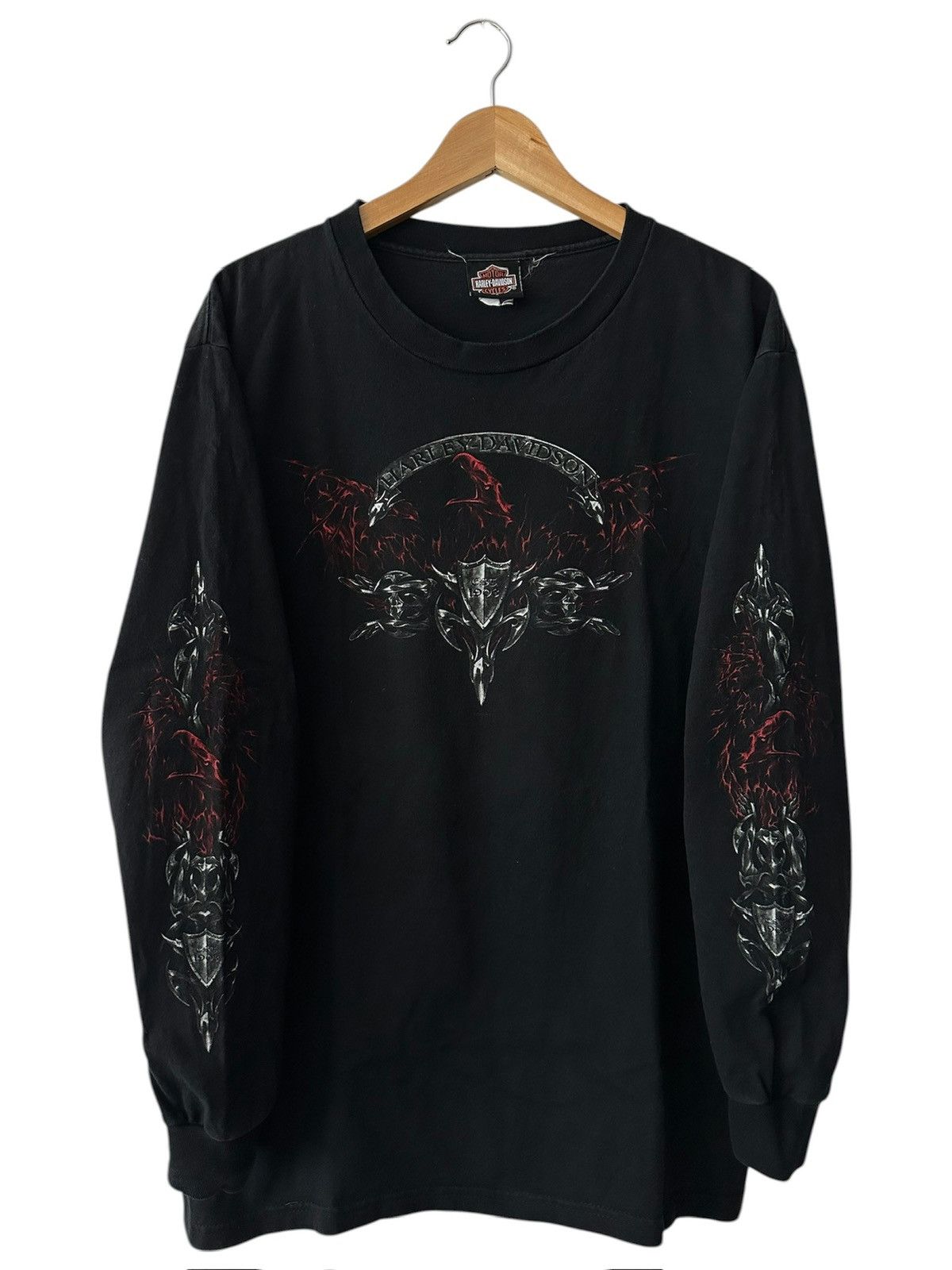 Harley Davidson Vintage Harley Davidson 00’ Gothic Flame Shield Longsleeve Size US L / EU 52-54 / 3 - 2 Thumbnail