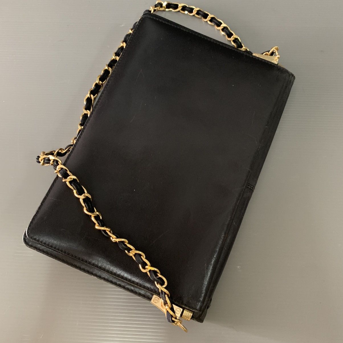Christian Dior Monsieur Christian Dior Black Leather Vintage Chain Bag Size ONE SIZE - 5 Thumbnail