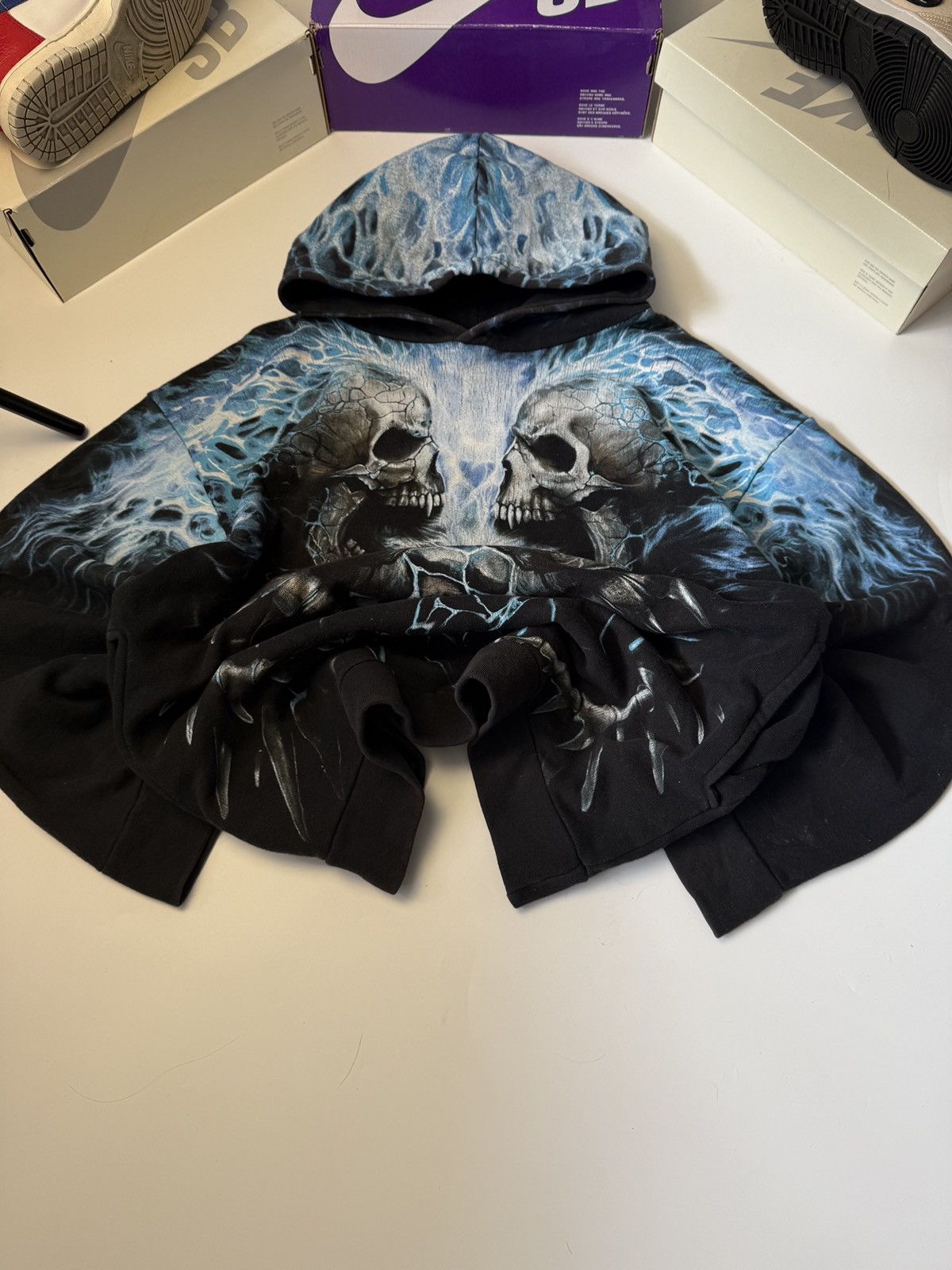 Affliction × Vintage Hoodie Spiral vintage Skulls opium Avantgarde sk8 y2k Size US L / EU 52-54 / 3 - 3 Thumbnail