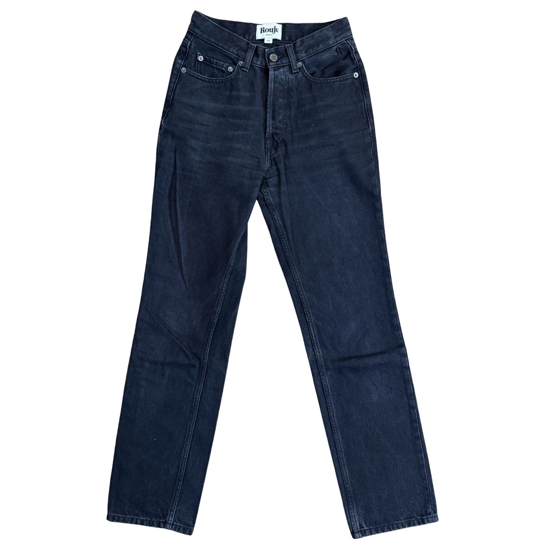 Rouje Rouje Paris Germain Black Denim Straight Leg Jeans EUC $210 Size 42" / US 20 - 1 Thumbnail