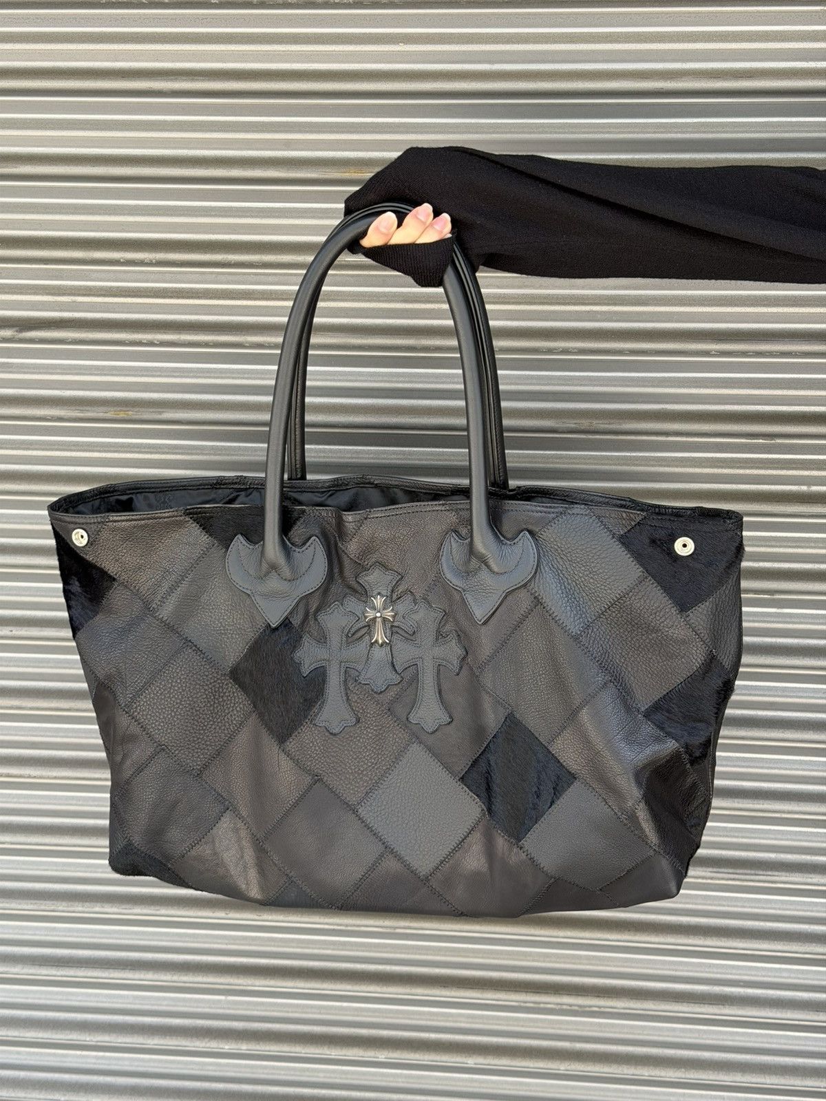 Chrome Hearts Cemetery Cross Patch Double Snap Tote Bag Size ONE SIZE - 2 Thumbnail