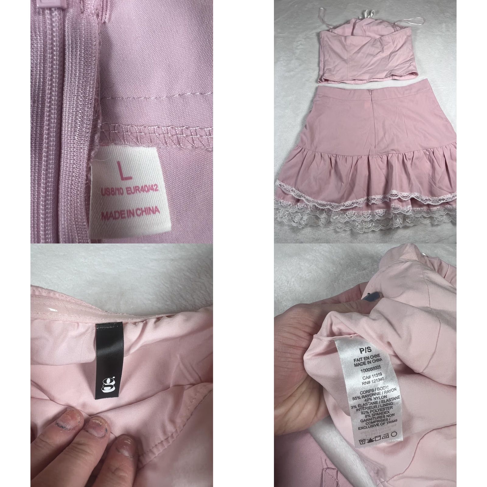 Garage Garage Skirt Set Womens Pink Lace Ruffle Bow Top Y2K Party Corset Cute Size L / US 10 / IT 46 - 8 Thumbnail