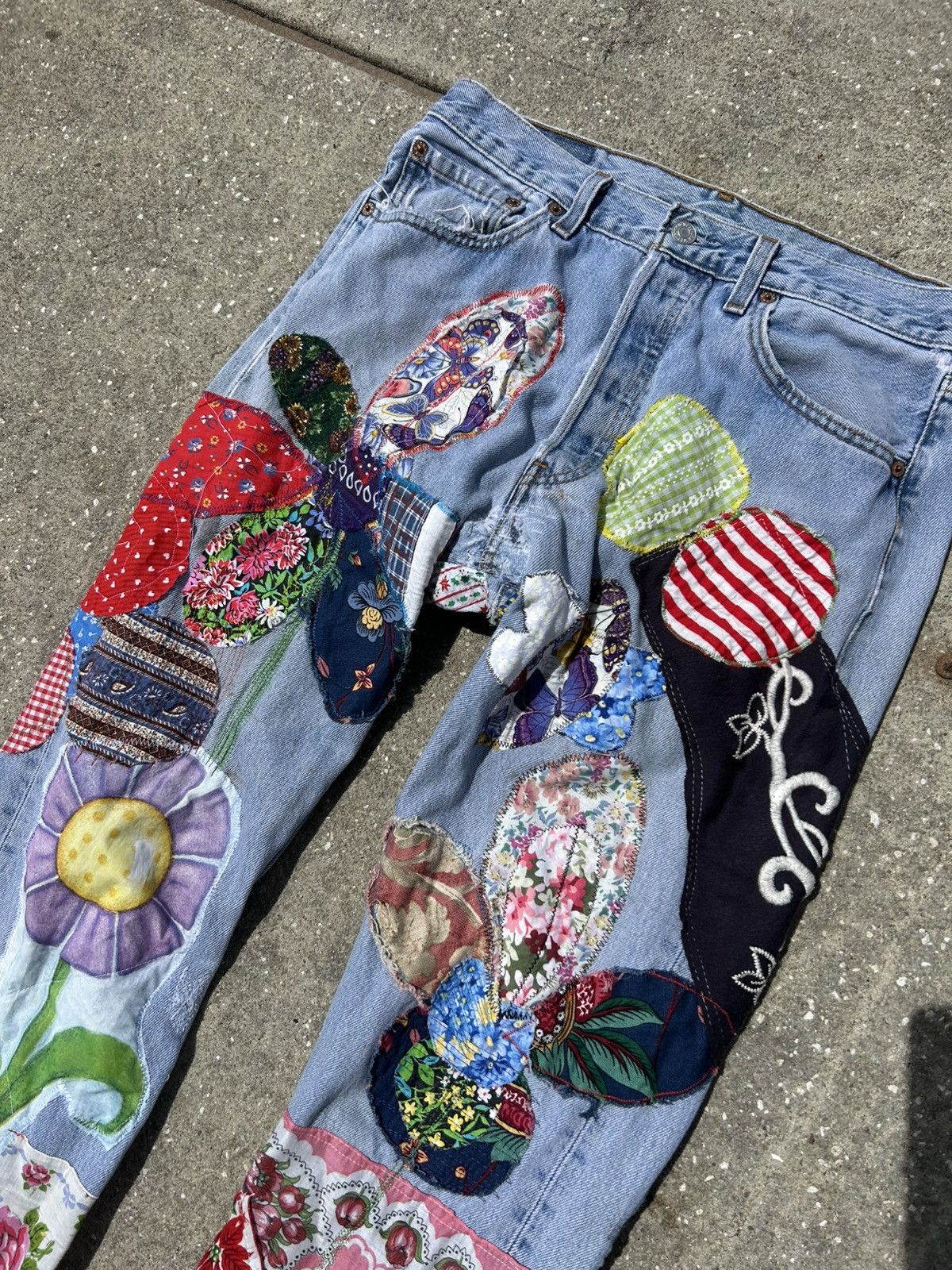 Other 1/1 Your World patchwork floral hippy denim jeans Size US 32 / EU 48 - 3 Thumbnail