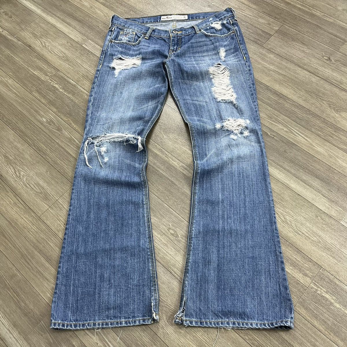 If Six Was Nine 2000s Hollister Distressed Bootcut Lgb Style Flared Jeans Size US 30 / EU 46 - 1 Thumbnail