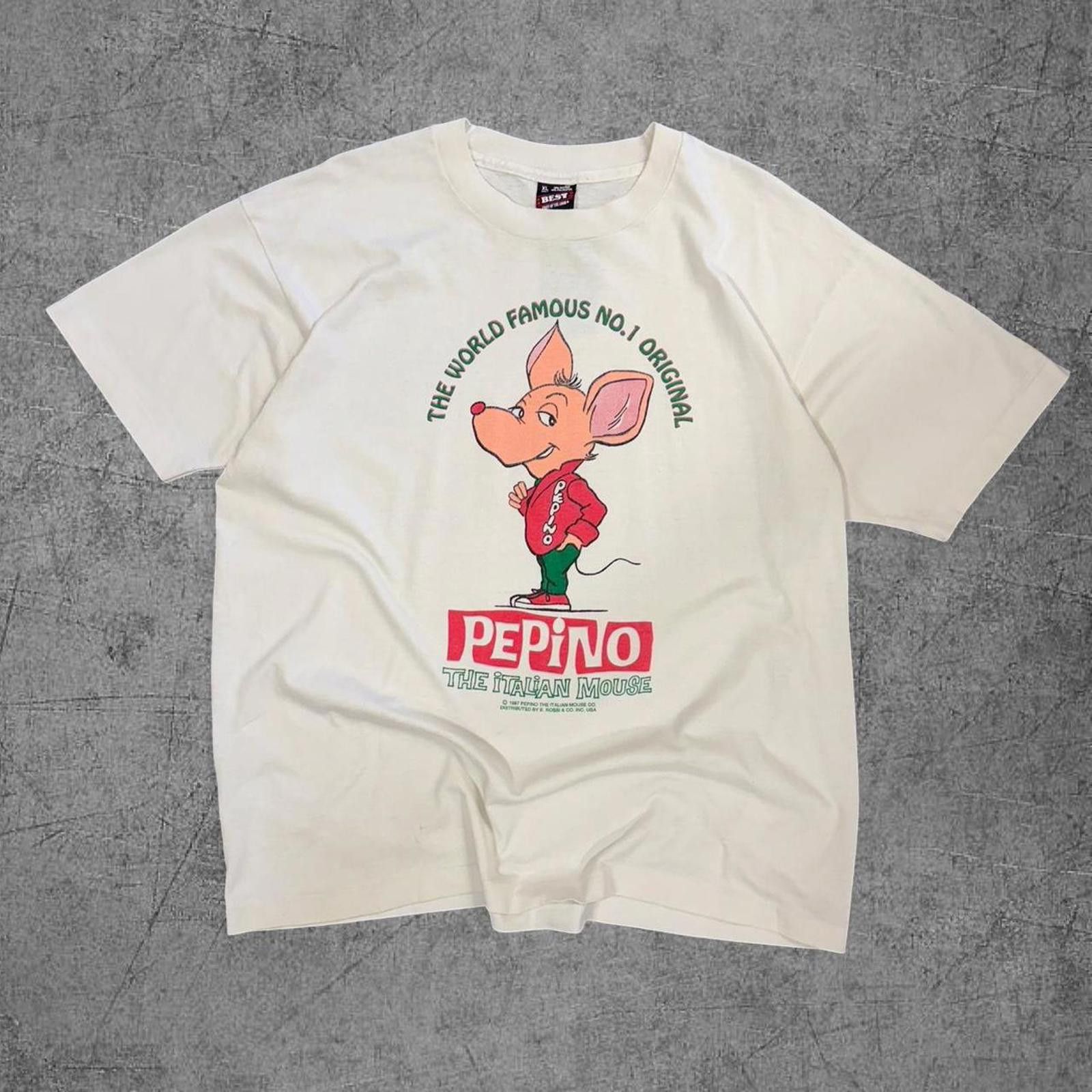 Vintage 1987 Pepino The Italian Mouse Tee Size US XL / EU 56 / 4 - 1 Thumbnail