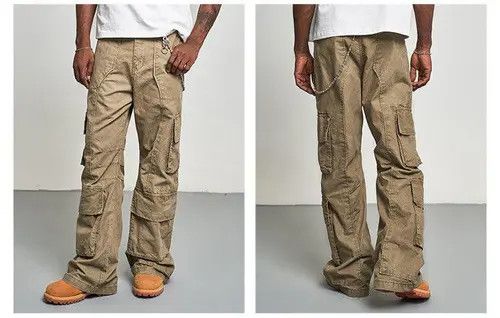 VIBE Beige Cargo Stacked Baggy Pants Size US 28 / EU 44 - 2 Thumbnail