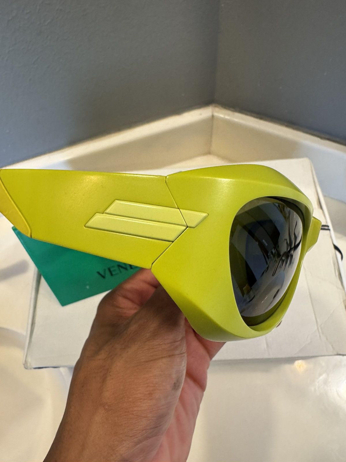 Bottega Veneta Cyclops Sunglasses Green Yellow Cactus 2021