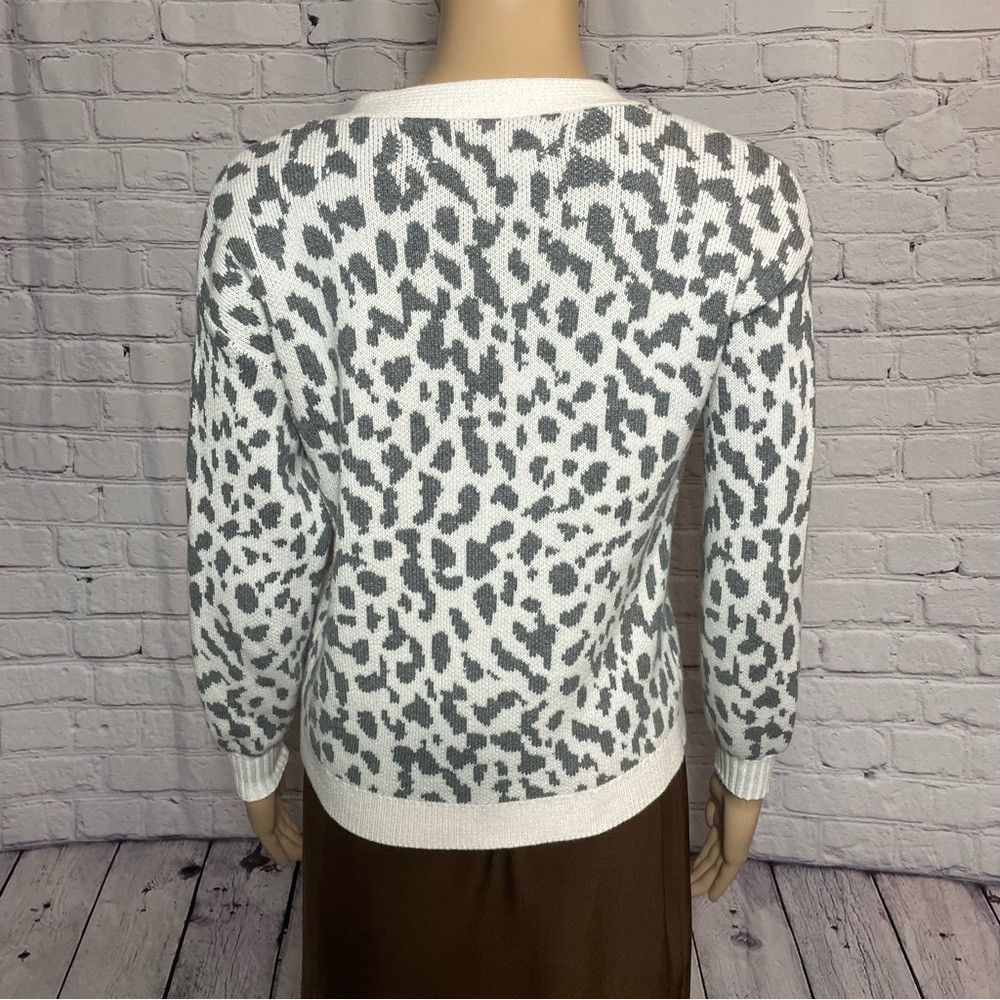 Loft New LOFT Cropped Leopard Print V-Neck Cotton Cardigan Size Size XXS / US 00 / IT 34 - 5 Thumbnail