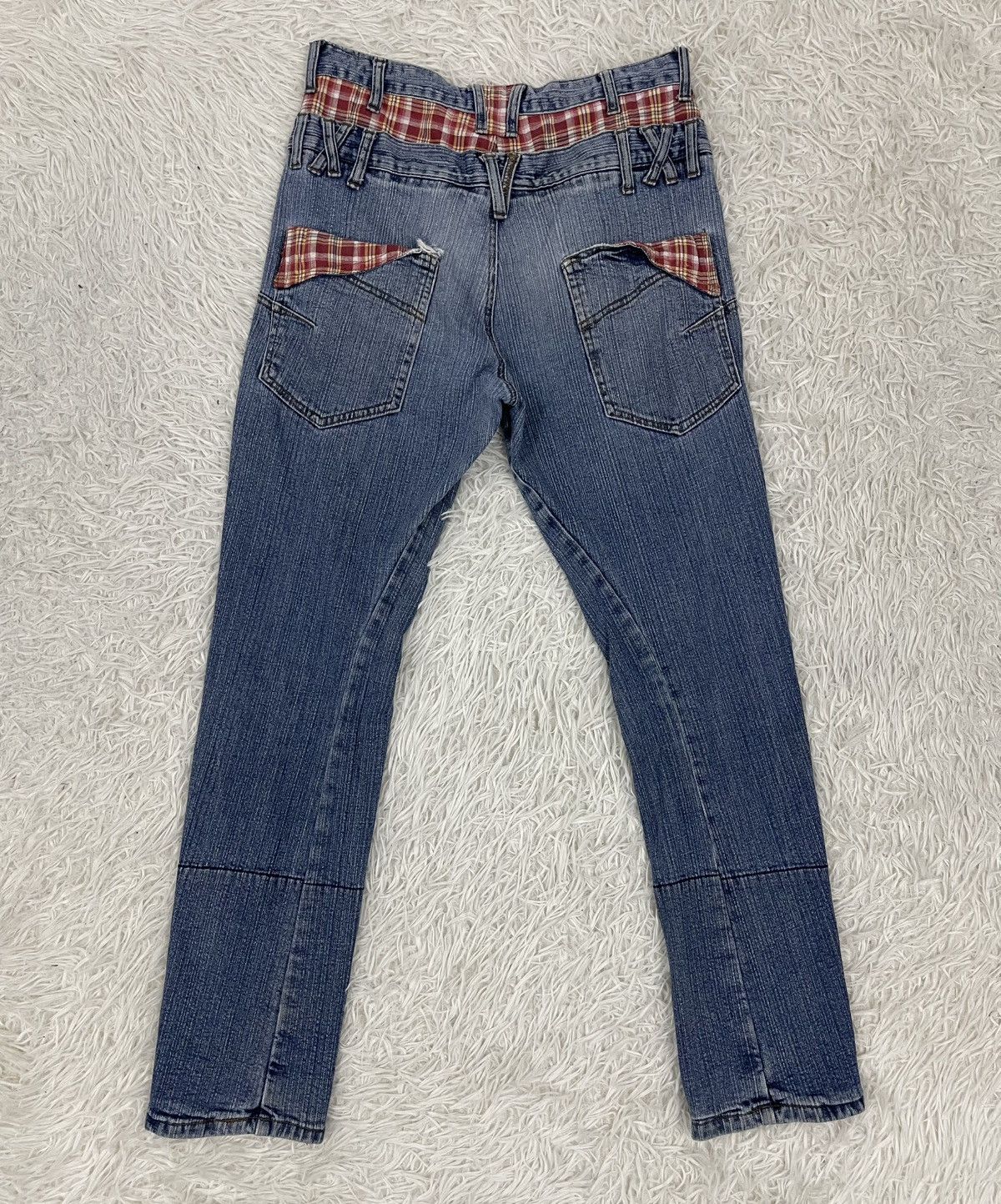 Japanese Brand B-S Complexity Gingham Dual Waist Jeans Pant Size US 31 - 2 Thumbnail