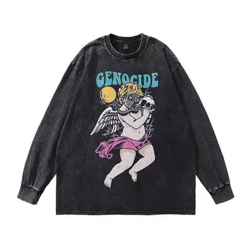 VIBE Street Vintage Hip Hop Printed Washed Long Sleeve T-Shirt Size US XL / EU 56 / 4 - 8 Thumbnail