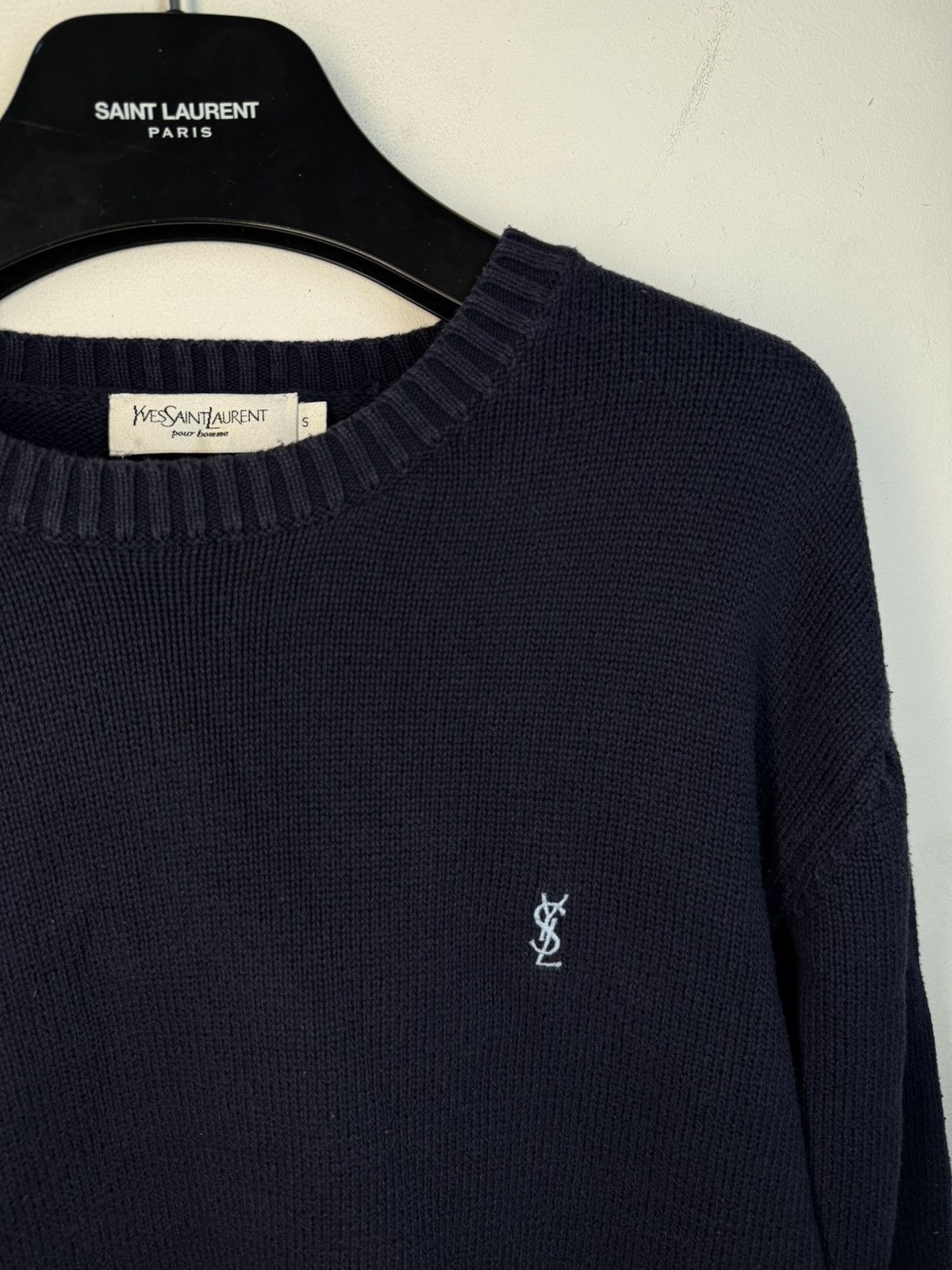 Yves Saint Laurent Navy YSL Sweater Knit Vintage Sweatshirt y2k crewneck Size US S / EU 44-46 / 1 - 1 Thumbnail