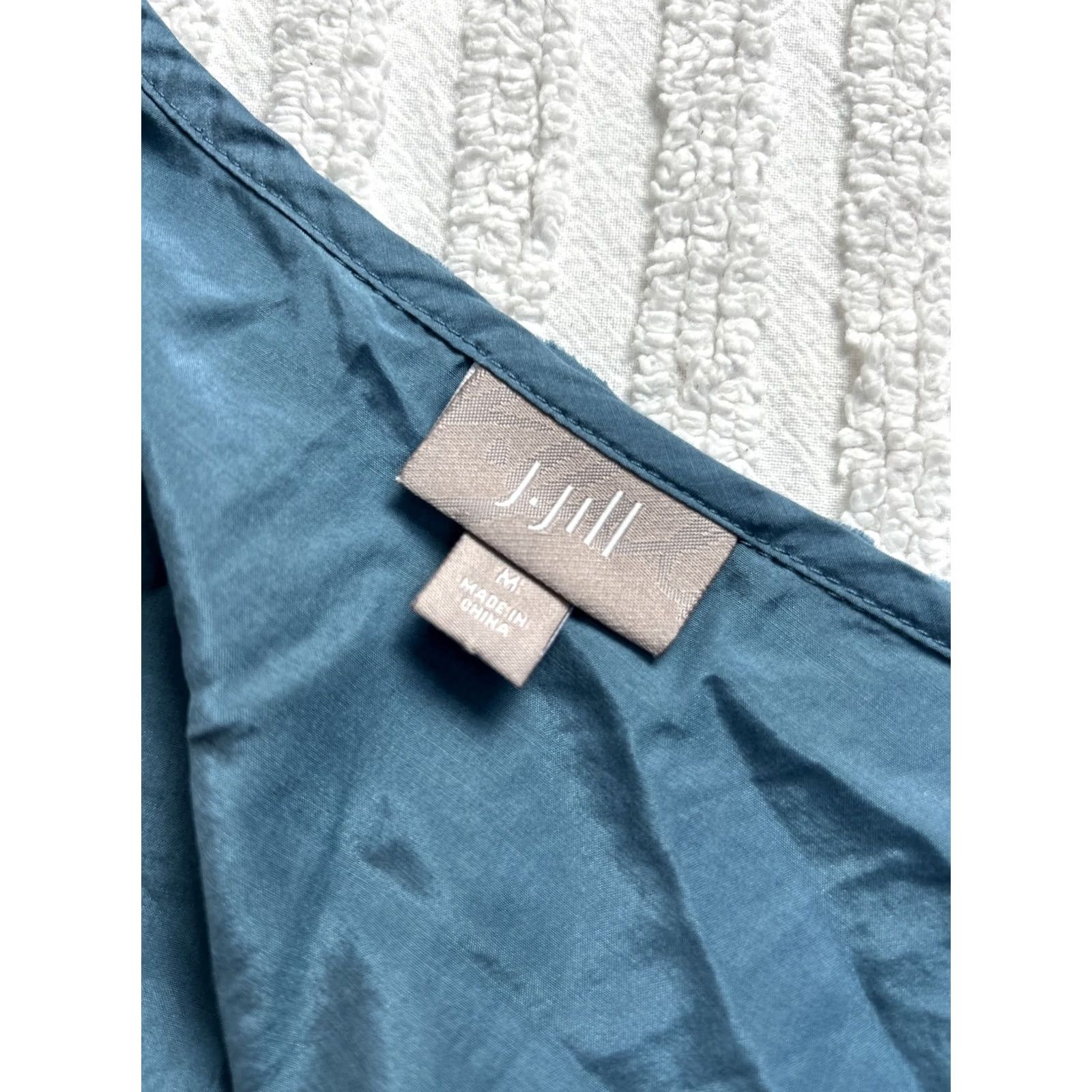 J. Jill J.Jill Dress Smocked Shift Silk Cotton Blend Long Sleeve Blue-Green Women M Size M / US 6-8 / IT 42-44 - 3 Thumbnail