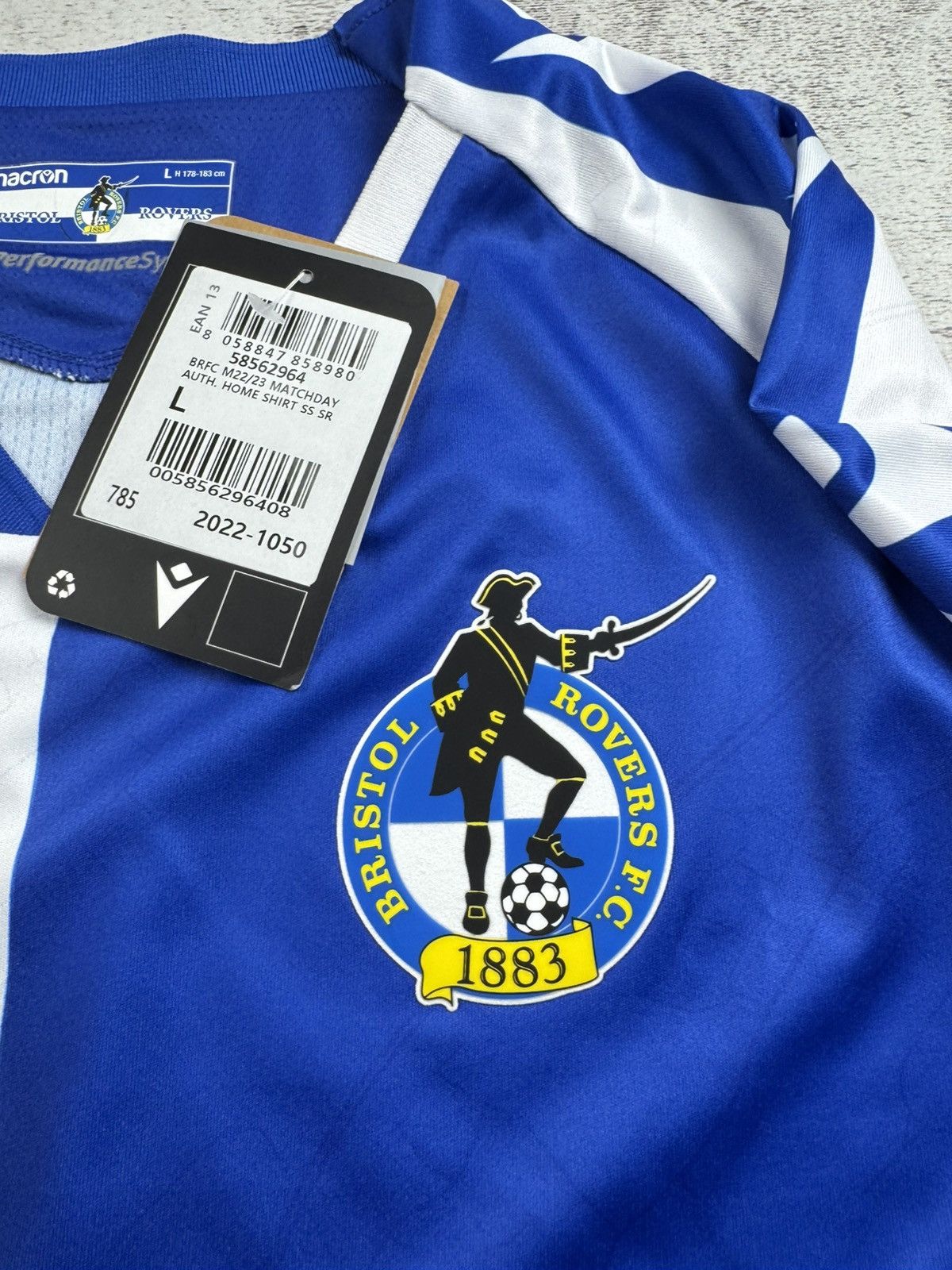 Macron NEW Bristol Rovers 2022/2023 Soccer Football Macron Men’s Large T Shirt Jersey Size US L / EU 52-54 / 3 - 8 Thumbnail