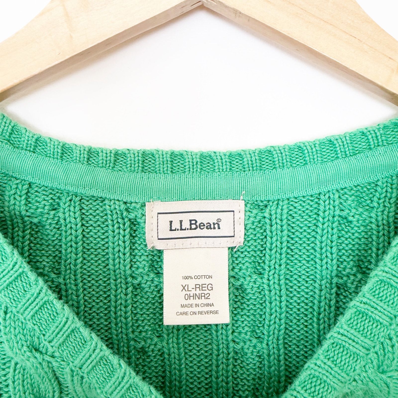 L.L. Bean LL Bean Kelly Green Cable Knit Crewneck Sweater Sz XL Size XL / US 12-14 / IT 48-50 - 3 Thumbnail