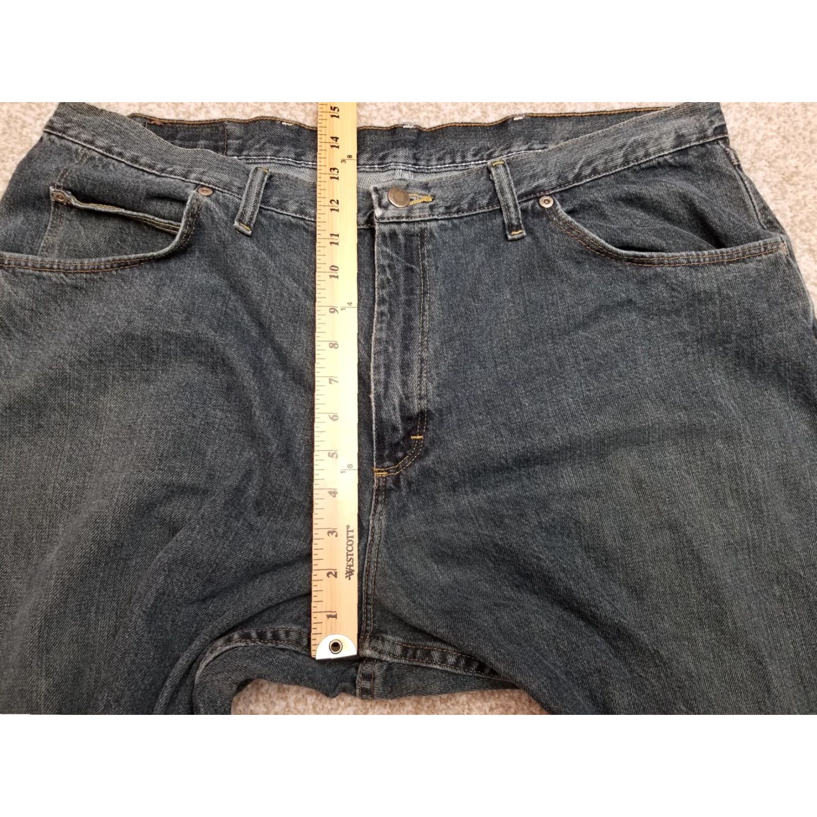 Wrangler Wrangler Jeans Mens 40x32 Blue Denim Premium Quality 100% Cotton Ranch Farm Work Jeans 40 Regular Blue 90s American USA Mens Size US 40 / EU 56 - 6 Thumbnail