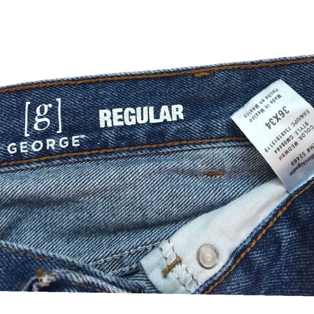 Lee Lee Mens George Classic Straight Denim Jeans Cotton Blue 36x34 Regular Medium Wash Mens Jeans Size US 36 / EU 52 - 7 Thumbnail
