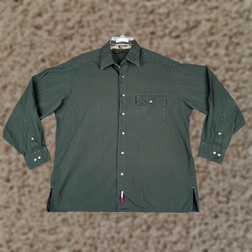 Tommy Hilfiger Tommy Hilfiger Shirt Men Button-Up 15.5 Green Long Sleeve Pocket 100% Cotton Everyday Wear Mens Size US M / EU 48-50 / 2 - 1 Thumbnail