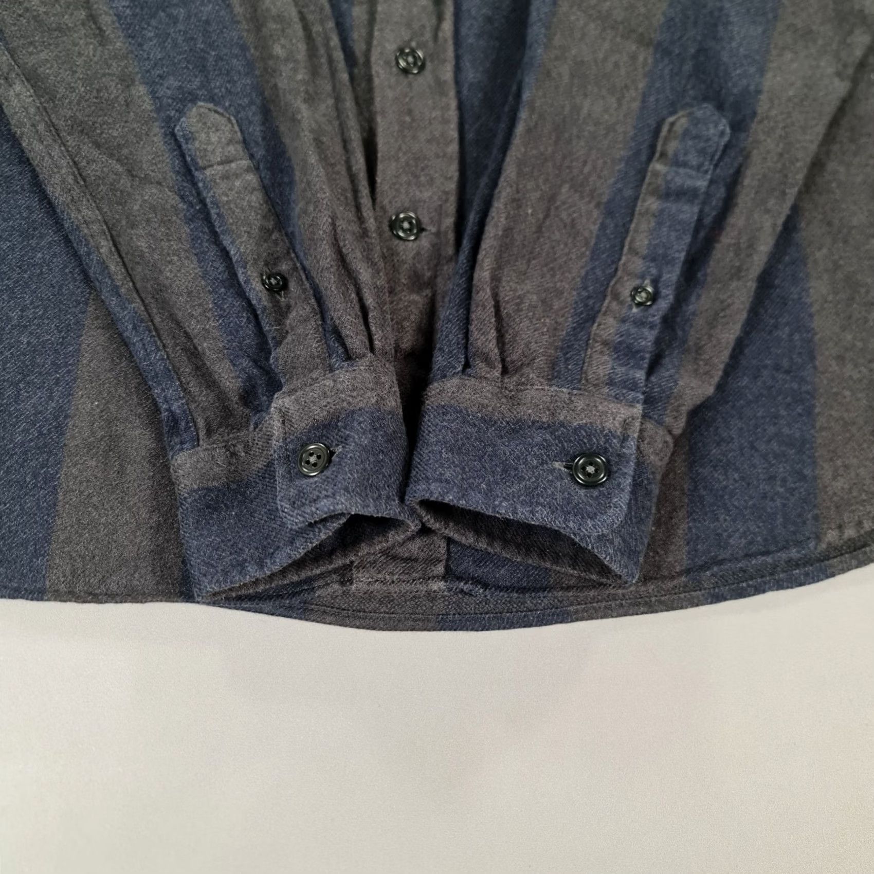 Edwin VINTAGE Edwin Mens Shirt Grey Blue Small Classic Flannel Cotton Long Sleeves Stripped Size US S / EU 44-46 / 1 - 5 Thumbnail