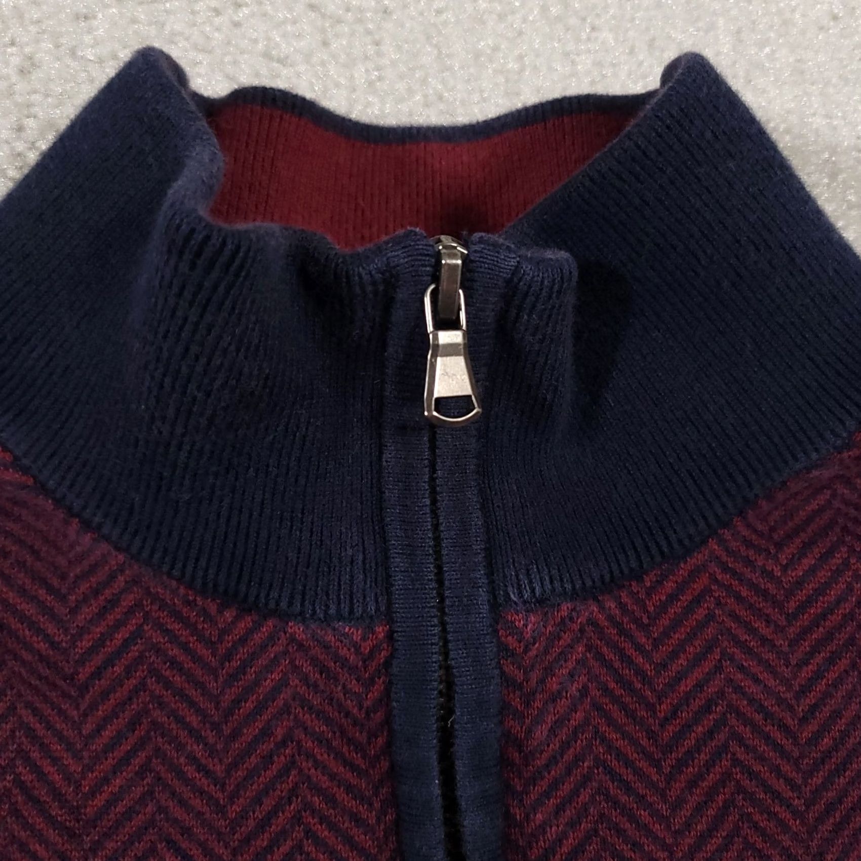Lands' End Lands' End Supima Cotton Sweater 1/4 Zip Mock Neck Mens S Burgundy Herringbone Size US S / EU 44-46 / 1 - 4 Thumbnail