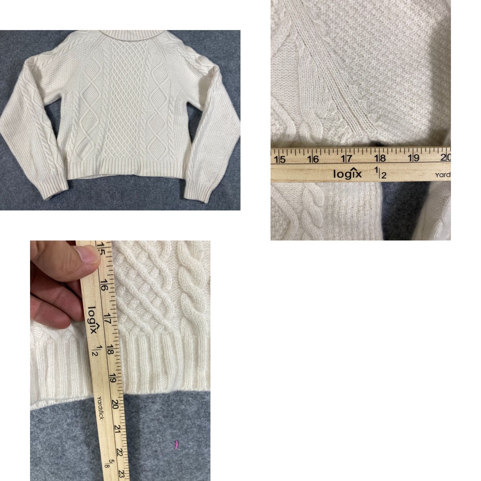 Vintage Sunday Best Crop Sweater Womens M Ivory Wool Blend Full Zip Raglan Sleeve Knit Long Sleeve Knit Size M / US 6-8 / IT 42-44 - 9 Thumbnail