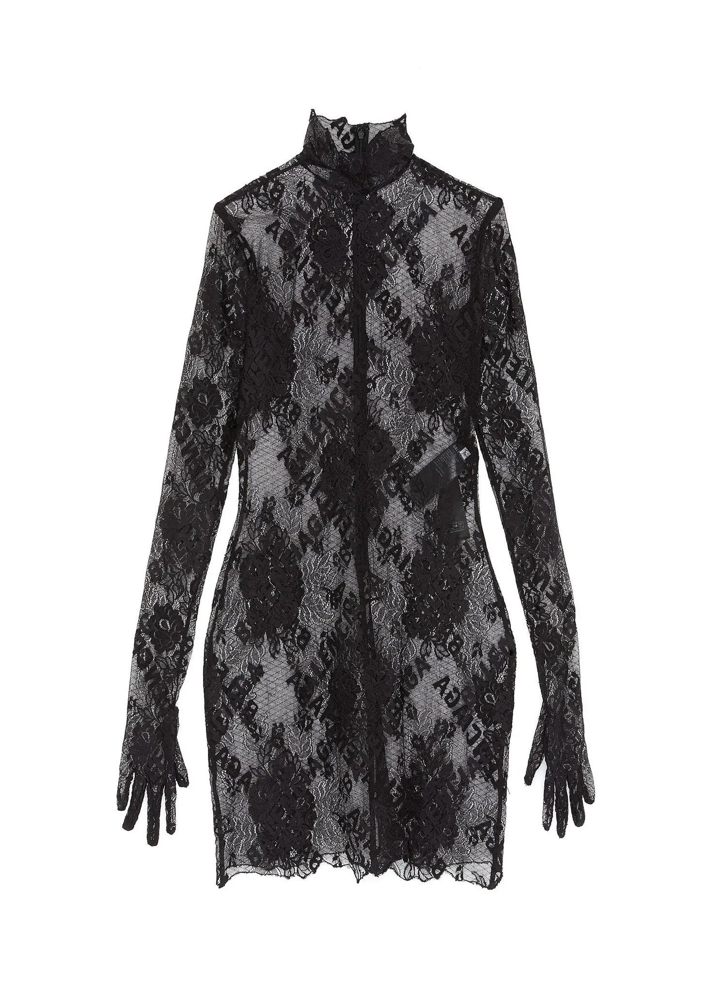Balenciaga o1mt1gz0325 Allover Logo Glove Dress in Black Size S / US 4 / IT 40 - 1 Thumbnail