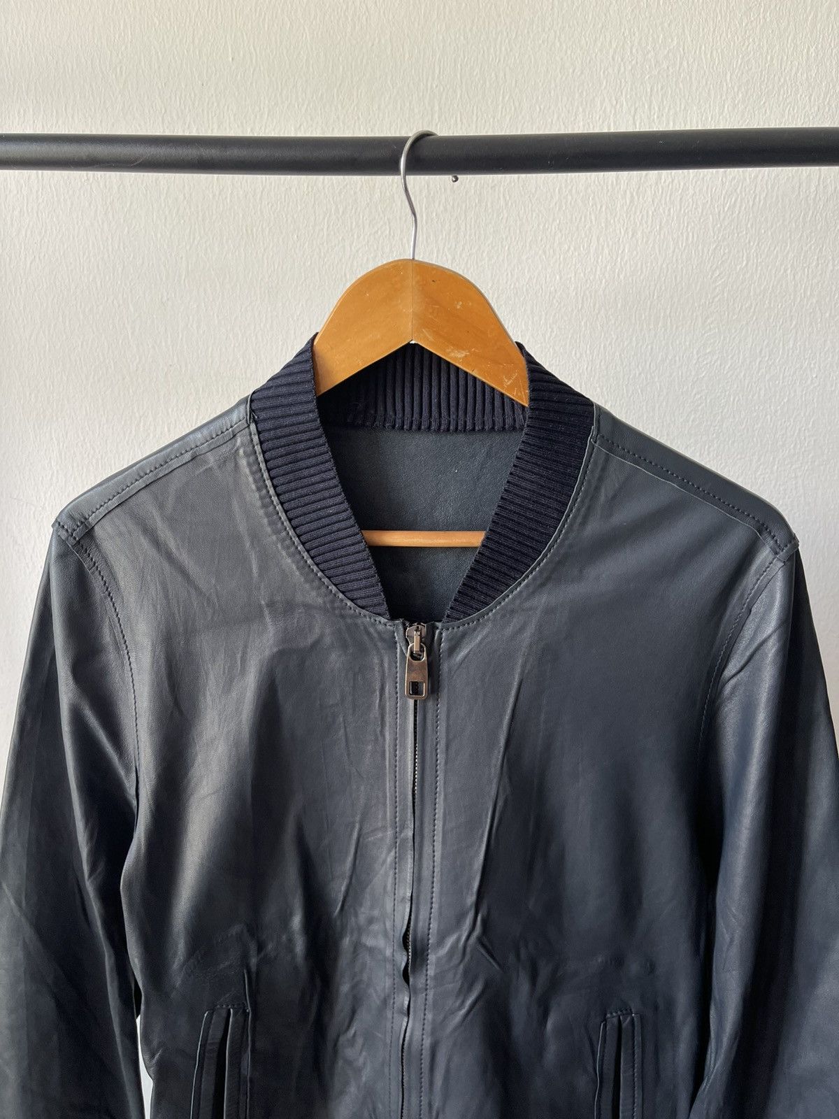 Dolce & Gabbana Dolce & Gabbana Navy Leather Bomber Jacket Size US S / EU 44-46 / 1 - 3 Thumbnail