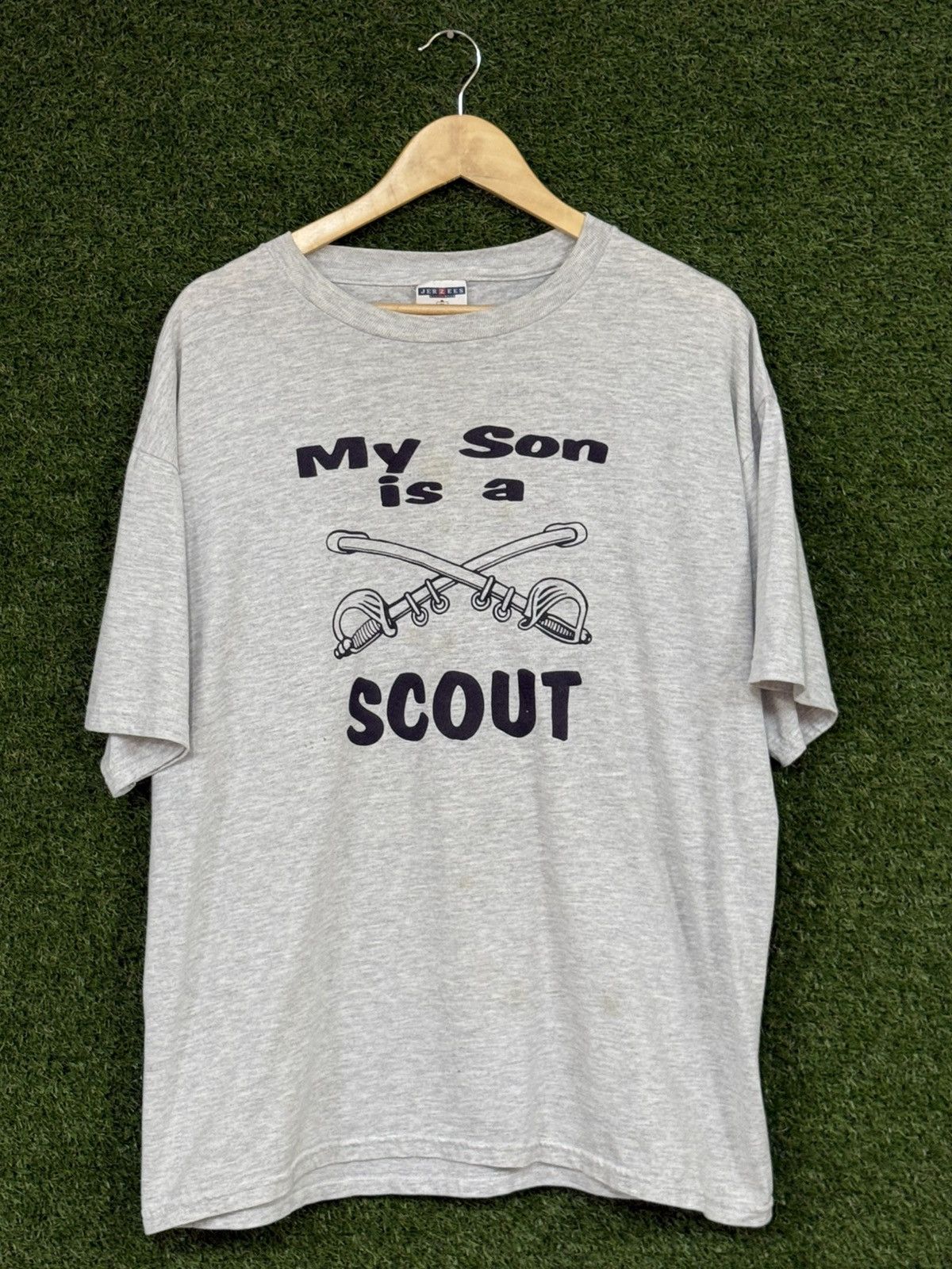 Vintage Vintage Grey Jerzees Scout Son Calvary Sword Tee 2XL XXL Size US XXL / EU 58 / 5 - 1 Thumbnail
